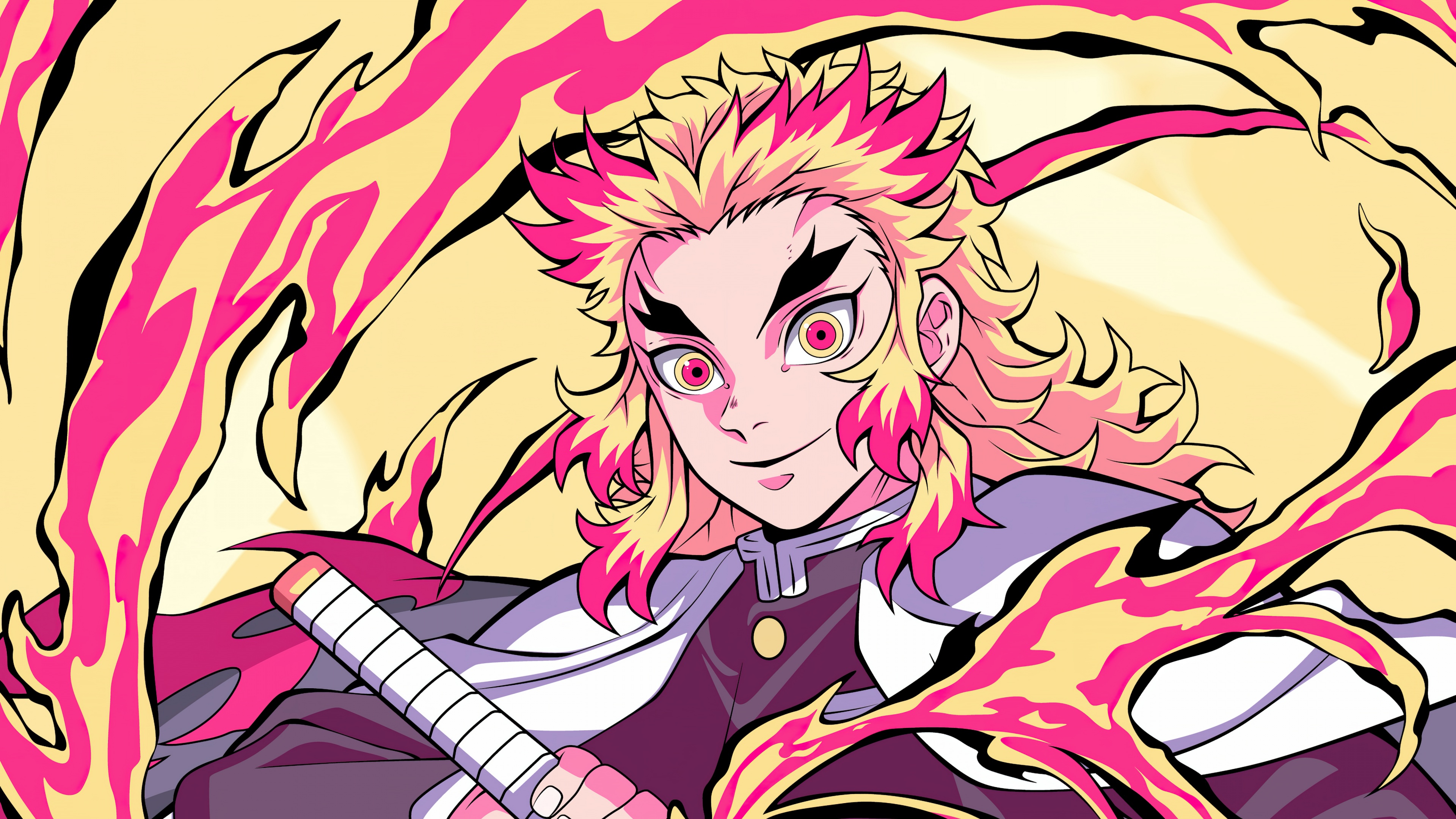 Kyojuro Rengoku Wallpaper 4K, Demon Slayer: Kimetsu no Yaiba