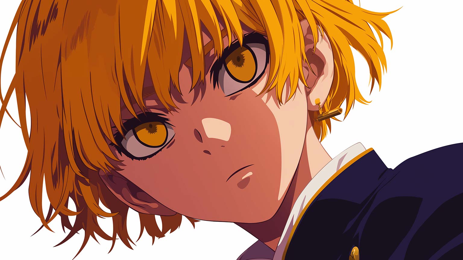 Anime Girl with Orange Eyes Desktop Wallpaper