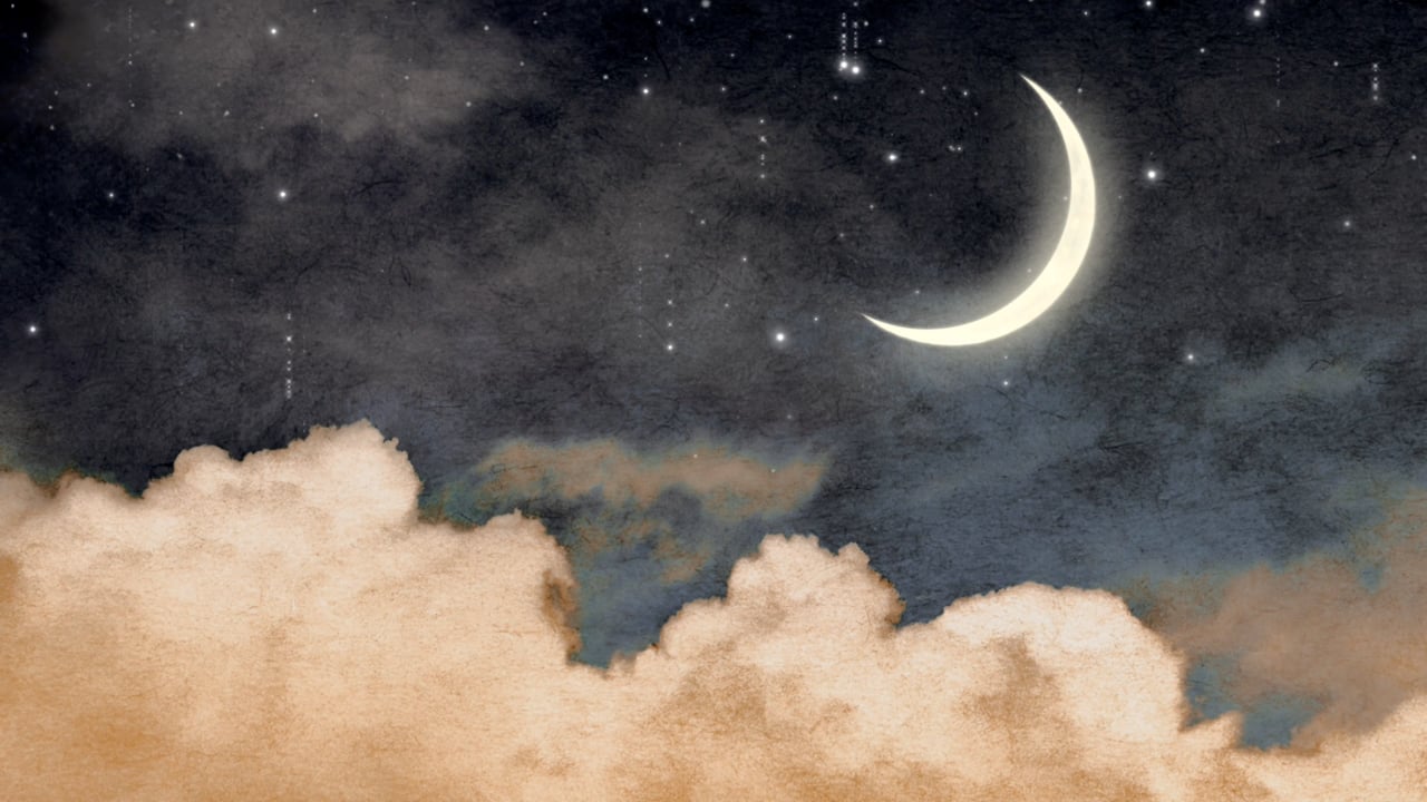 Moon, Clouds, Stars, Night