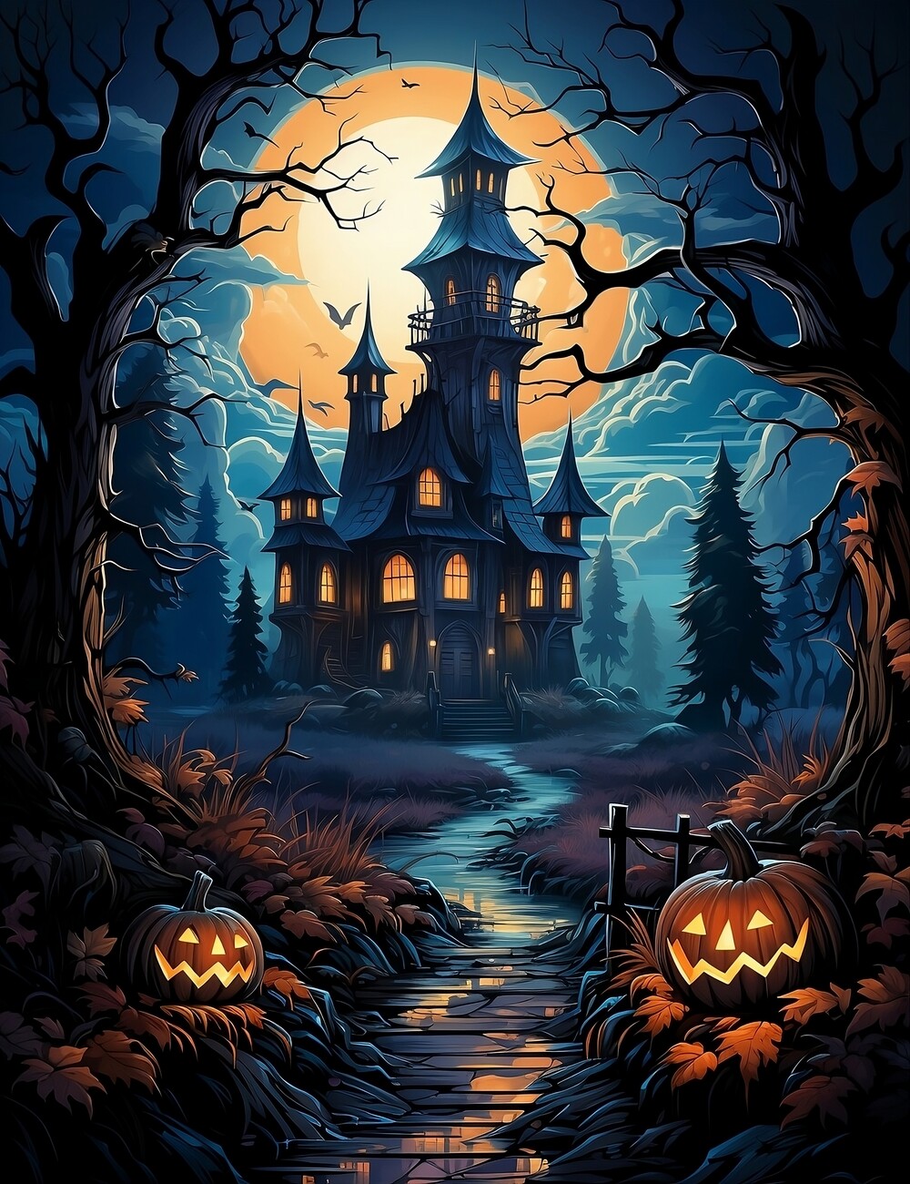 Poster Halloween haunted house