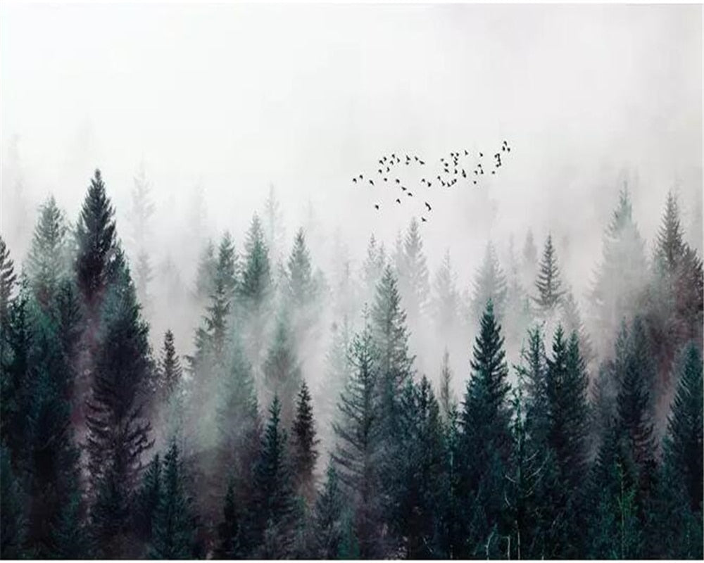 Custom Wallpaper Mural Foggy Forest