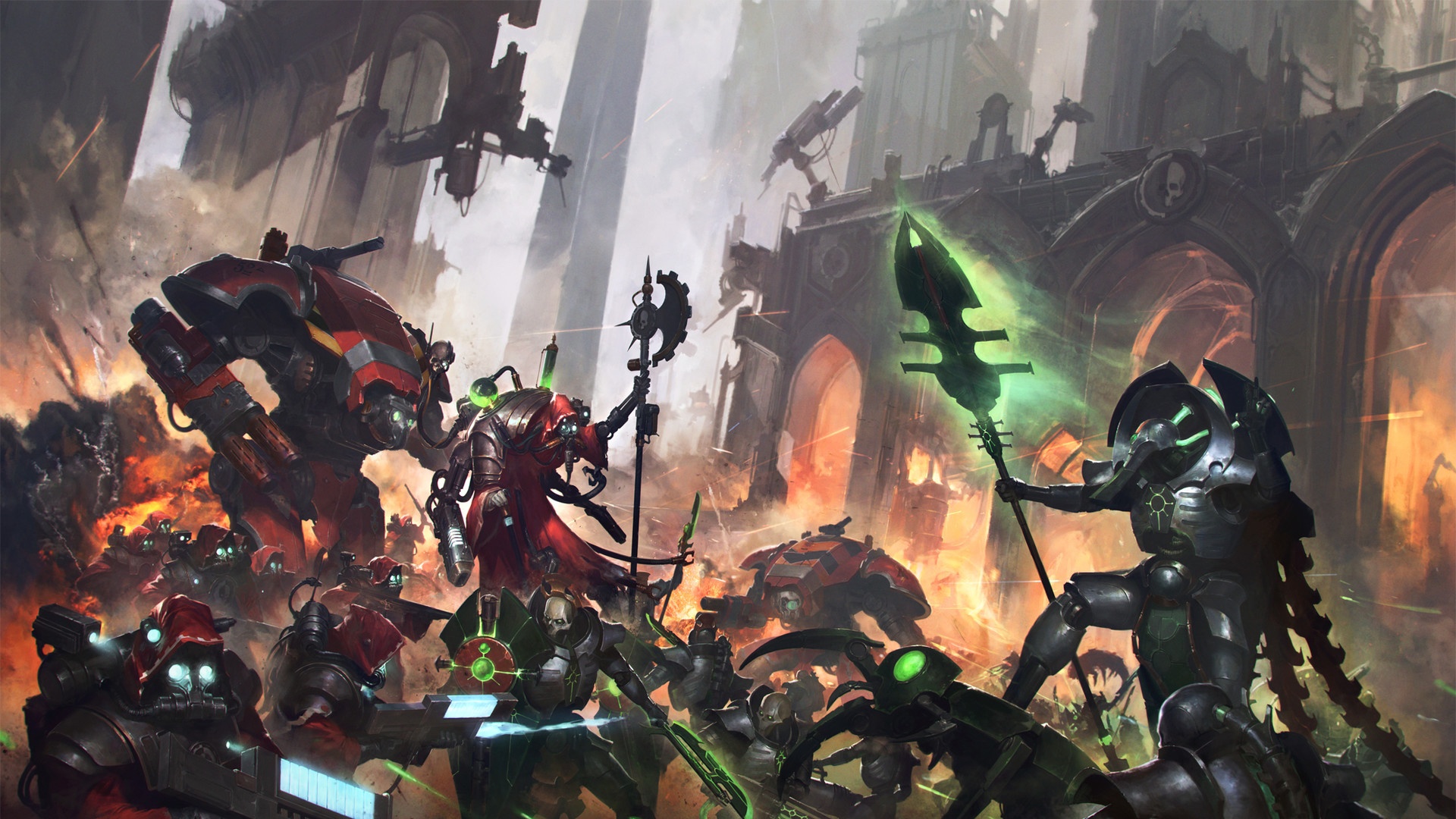 Wallpaper necrons, tech priest, forge