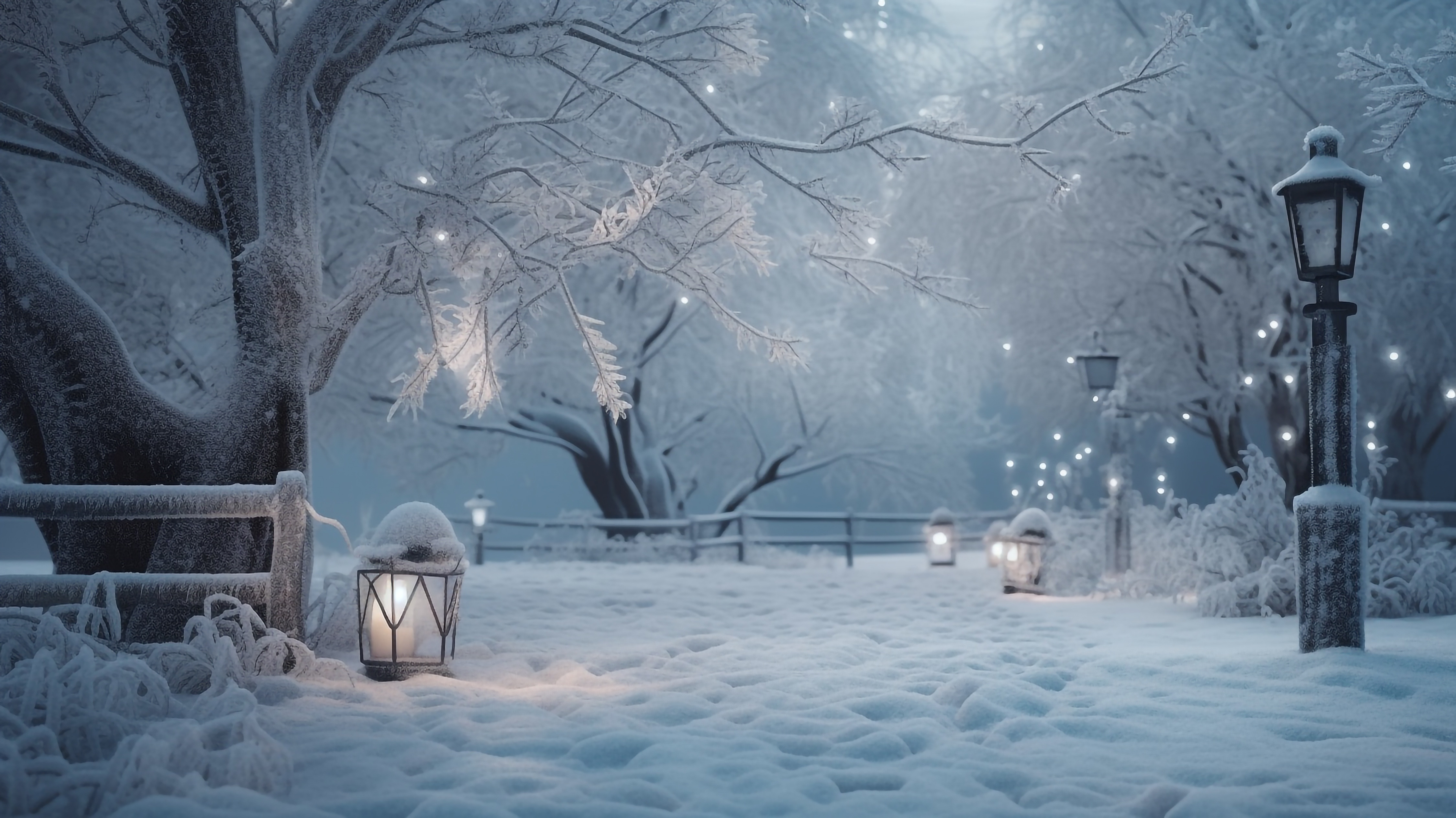 Wallpaper street, Park, snow, winter