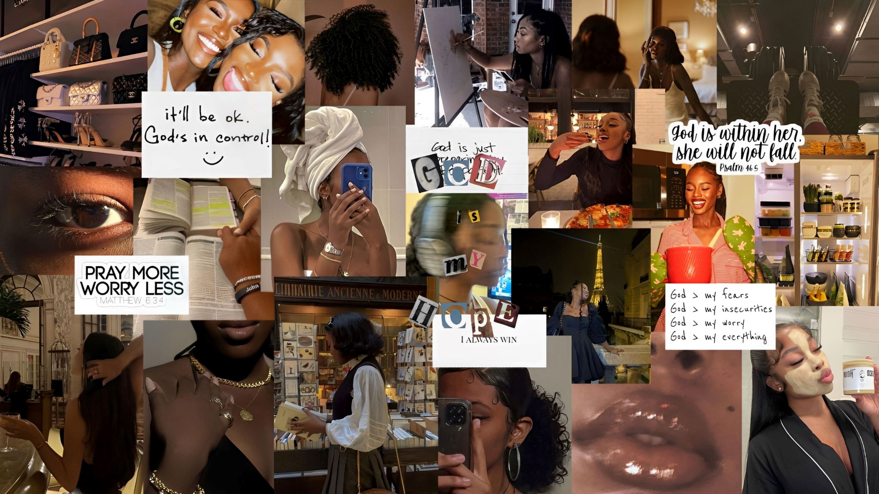 brown aesthetic vision board christian