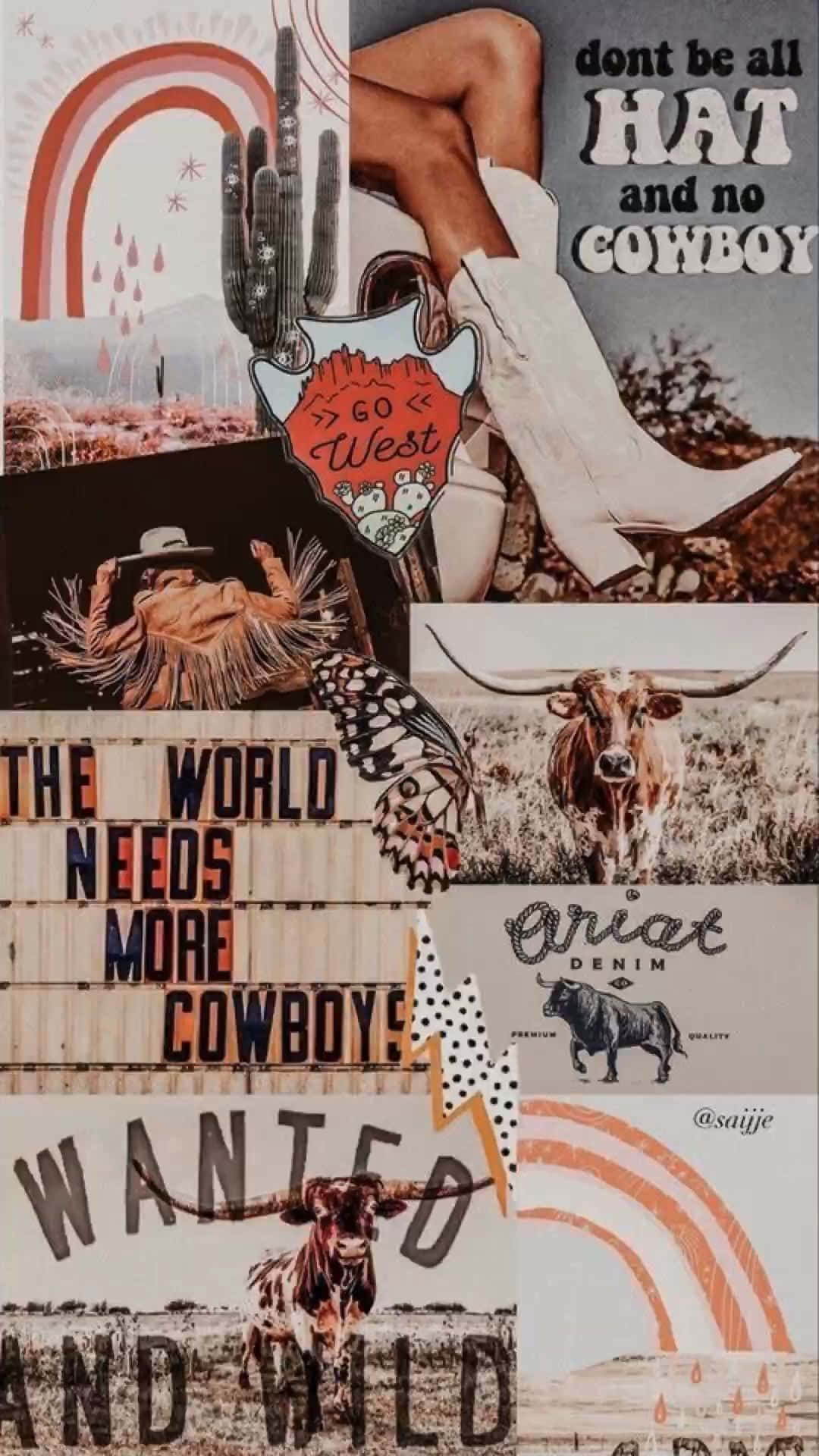 Download Disco Cowgirl Inspiration Collage Wallpaper