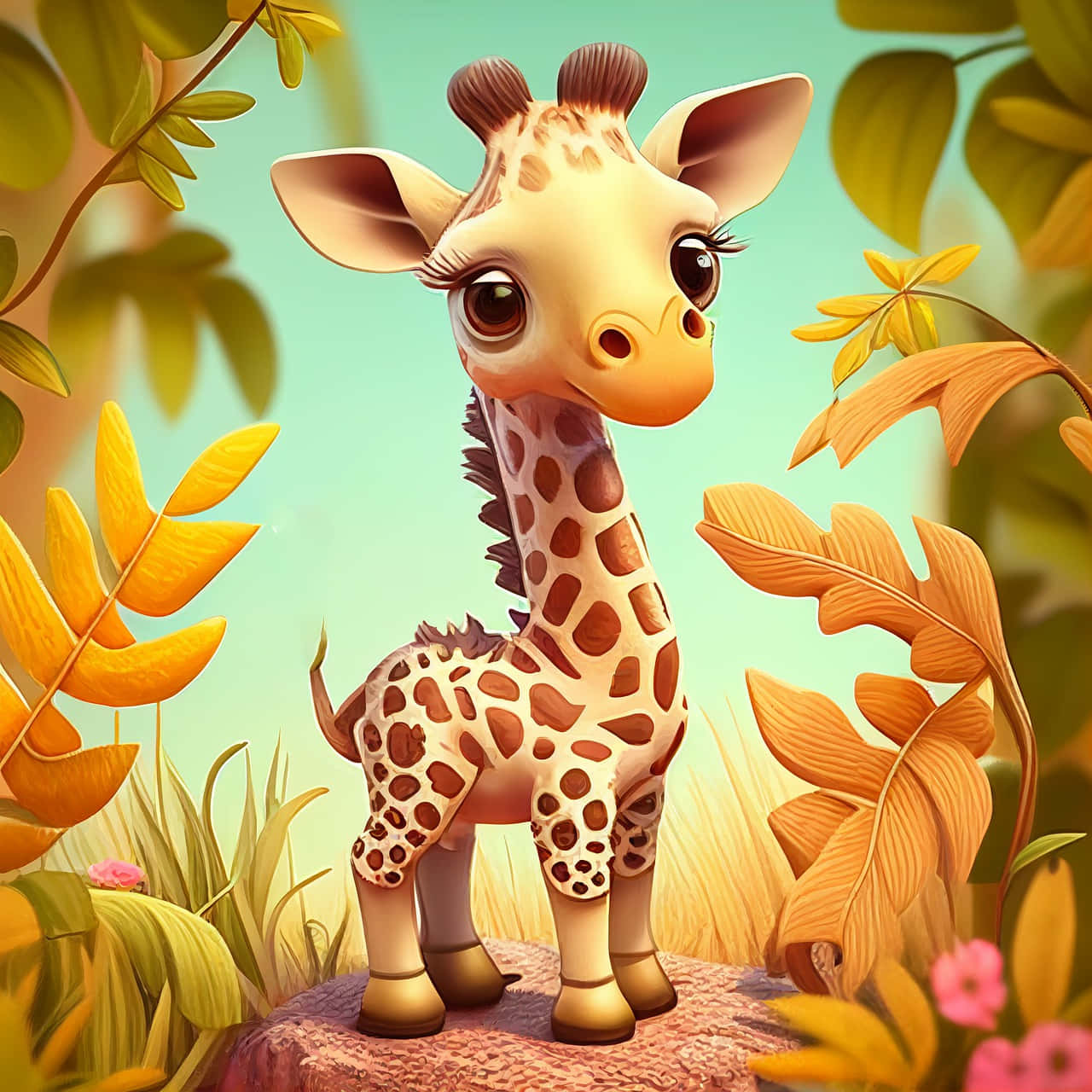 Download Cute Baby Giraffe 3D Cartoon