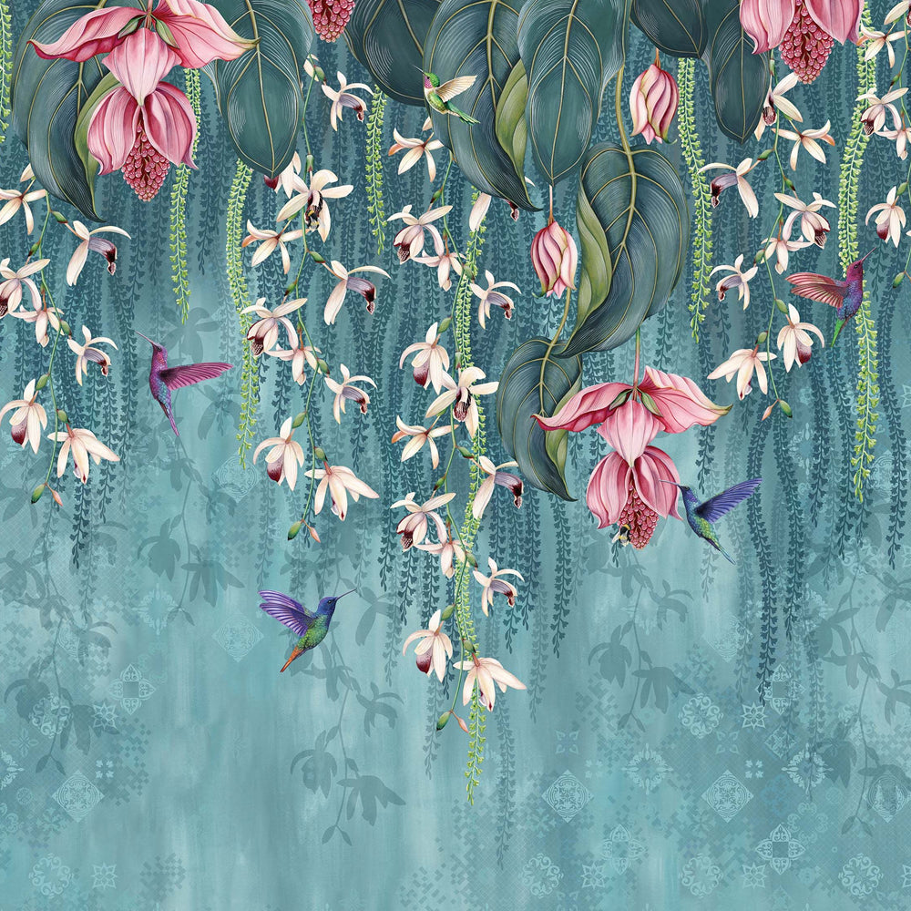 Shop Trailing Orchid Wall Mural in Teal