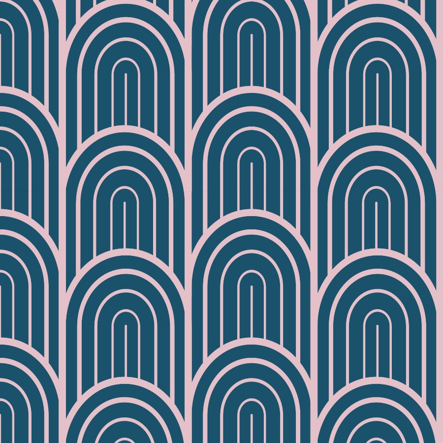 Navy Art Deco Wallpaper and Pink
