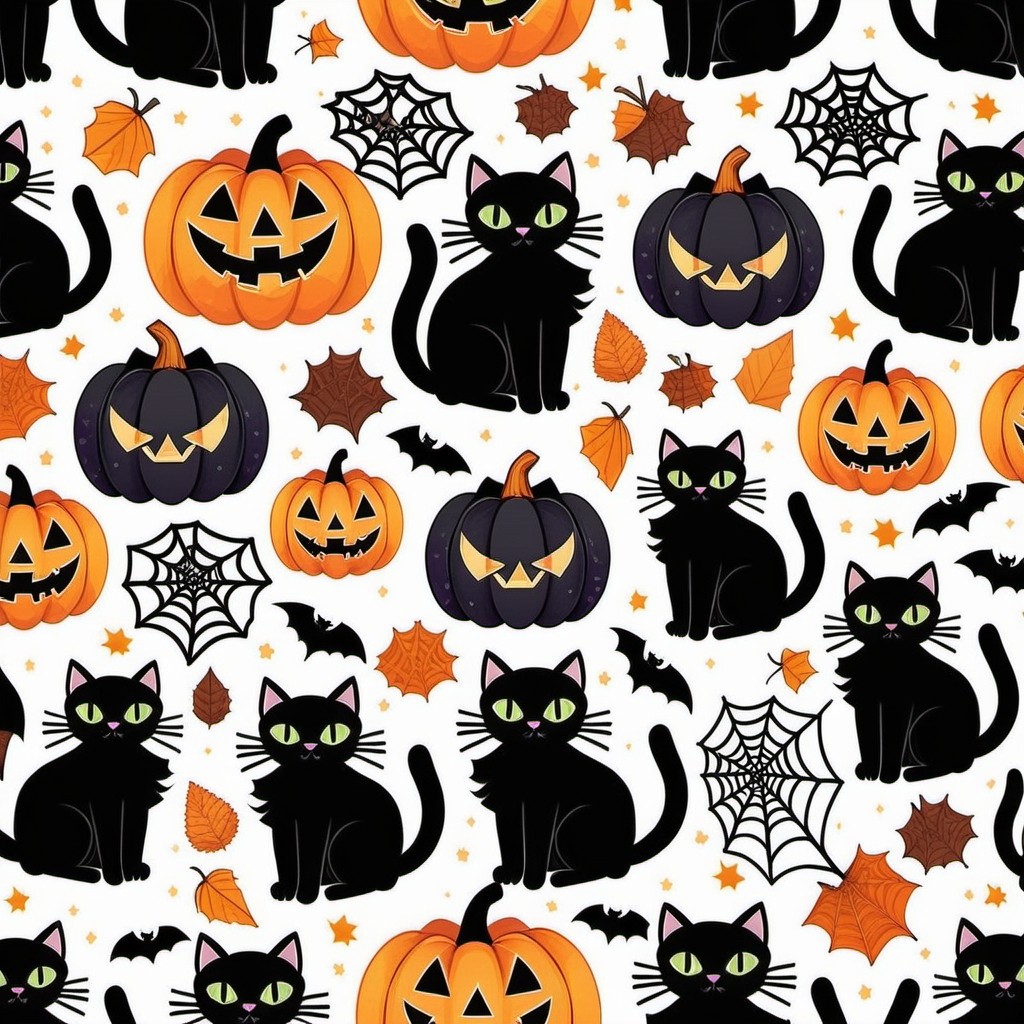 Halloween Cottagecore with Black Cats
