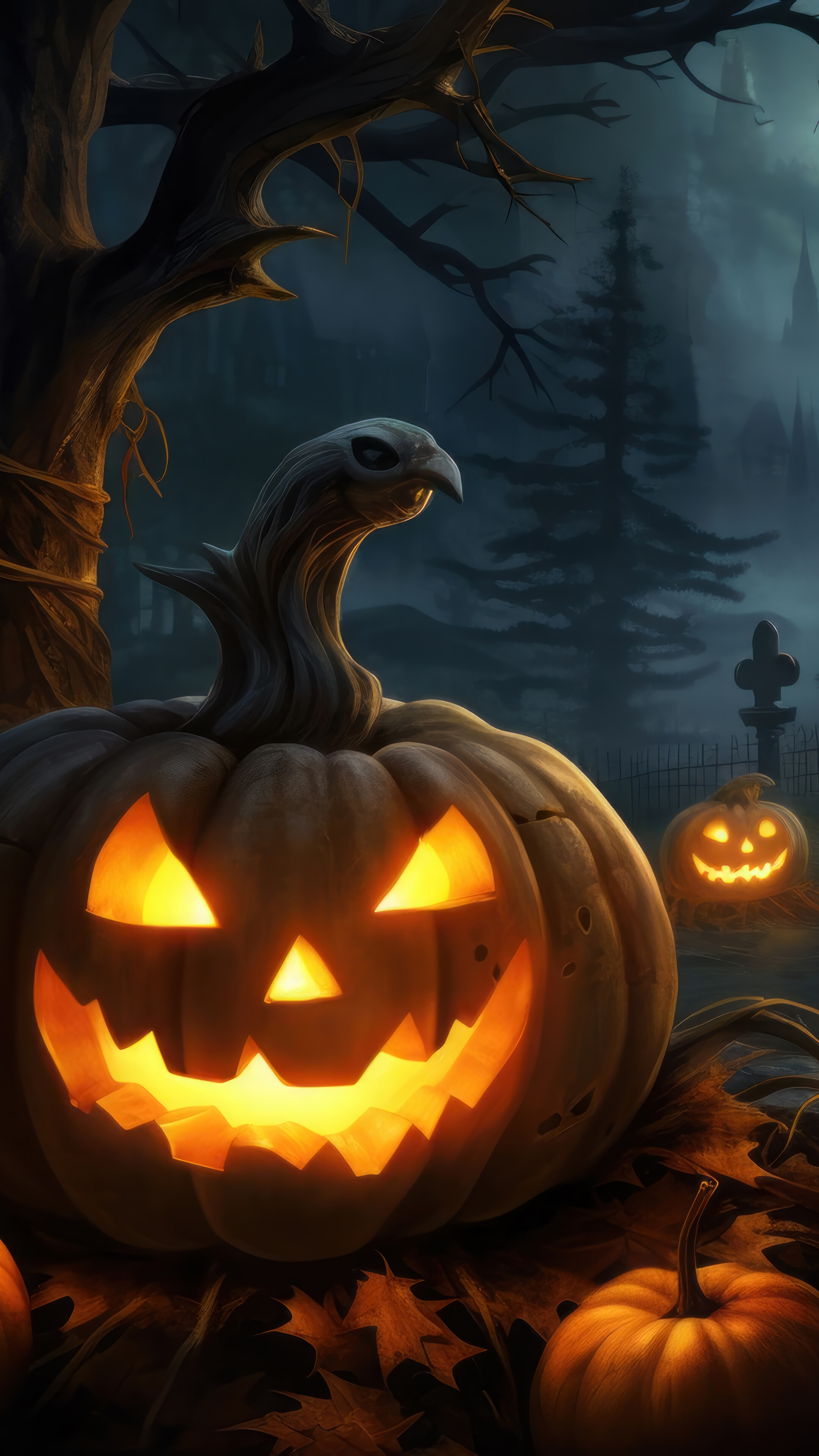 Halloween Pumpkin House 4K Wallpaper