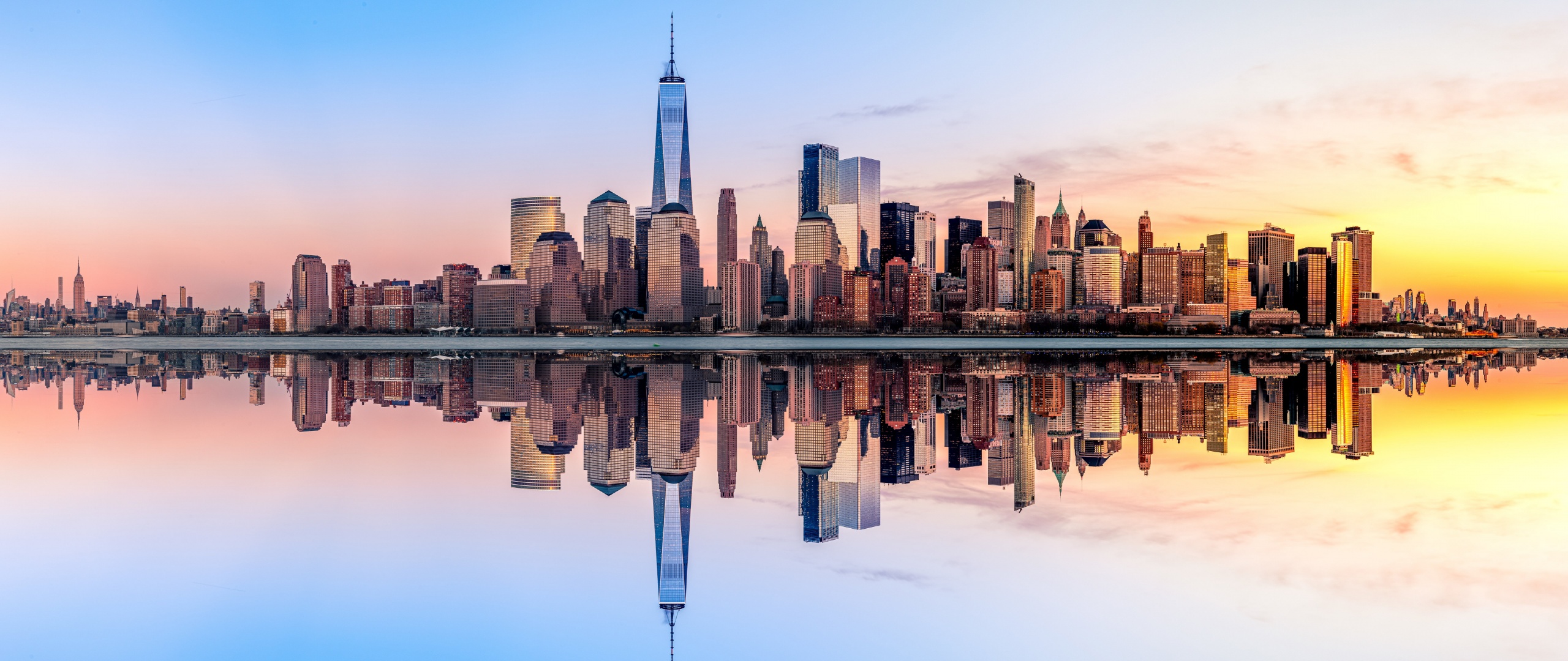 New York City Wallpaper 4K, Panorama, Skyline, Sunset