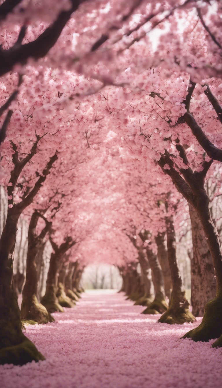 Indoor forest of cherry blossom trees