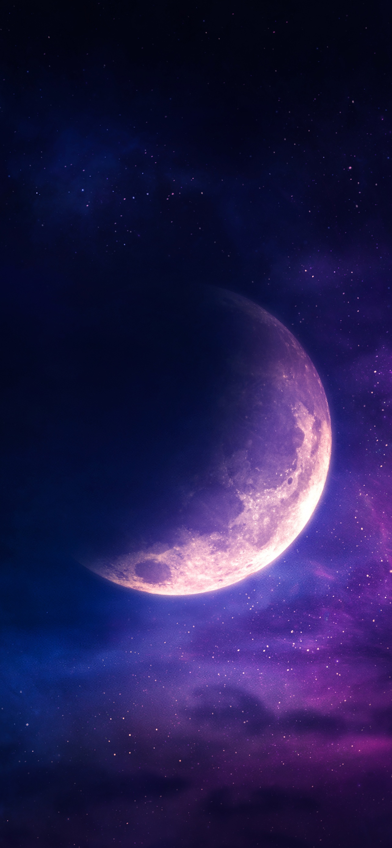 Aesthetic Wallpaper 4K, Moon, Stars