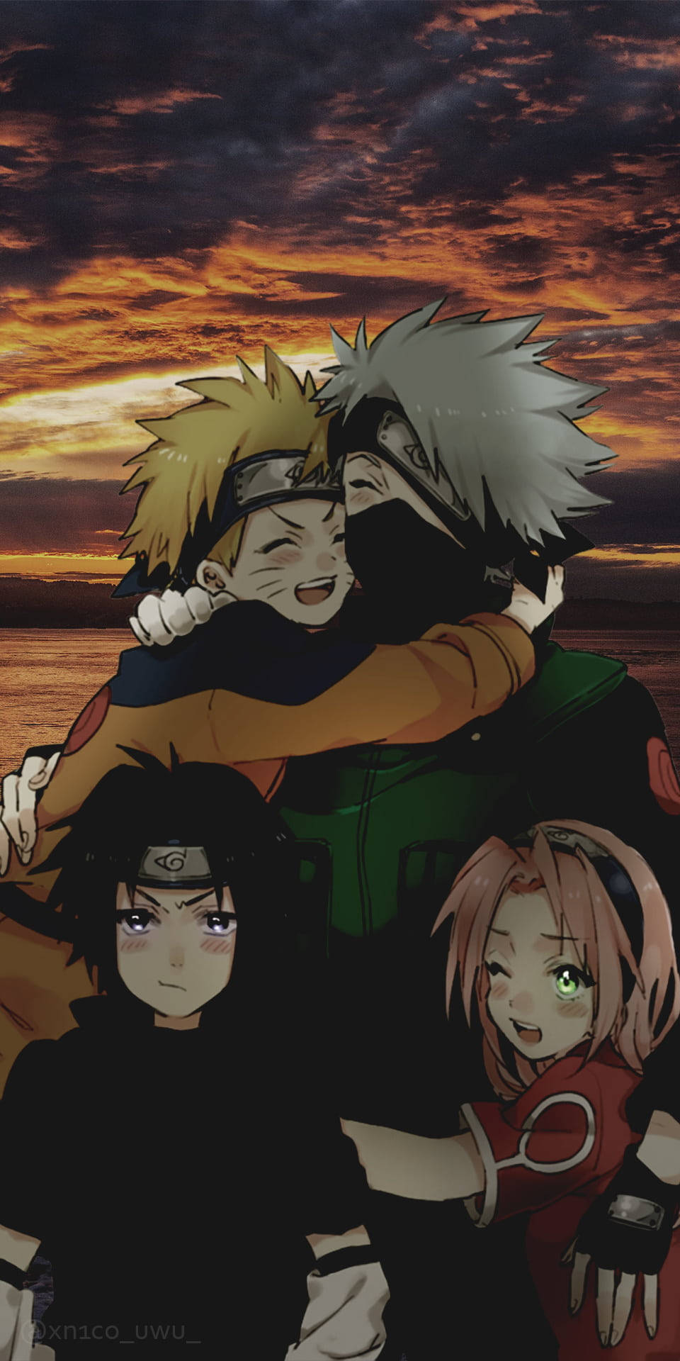 Kawaii Team 7 Naruto iPhone Wallpaper