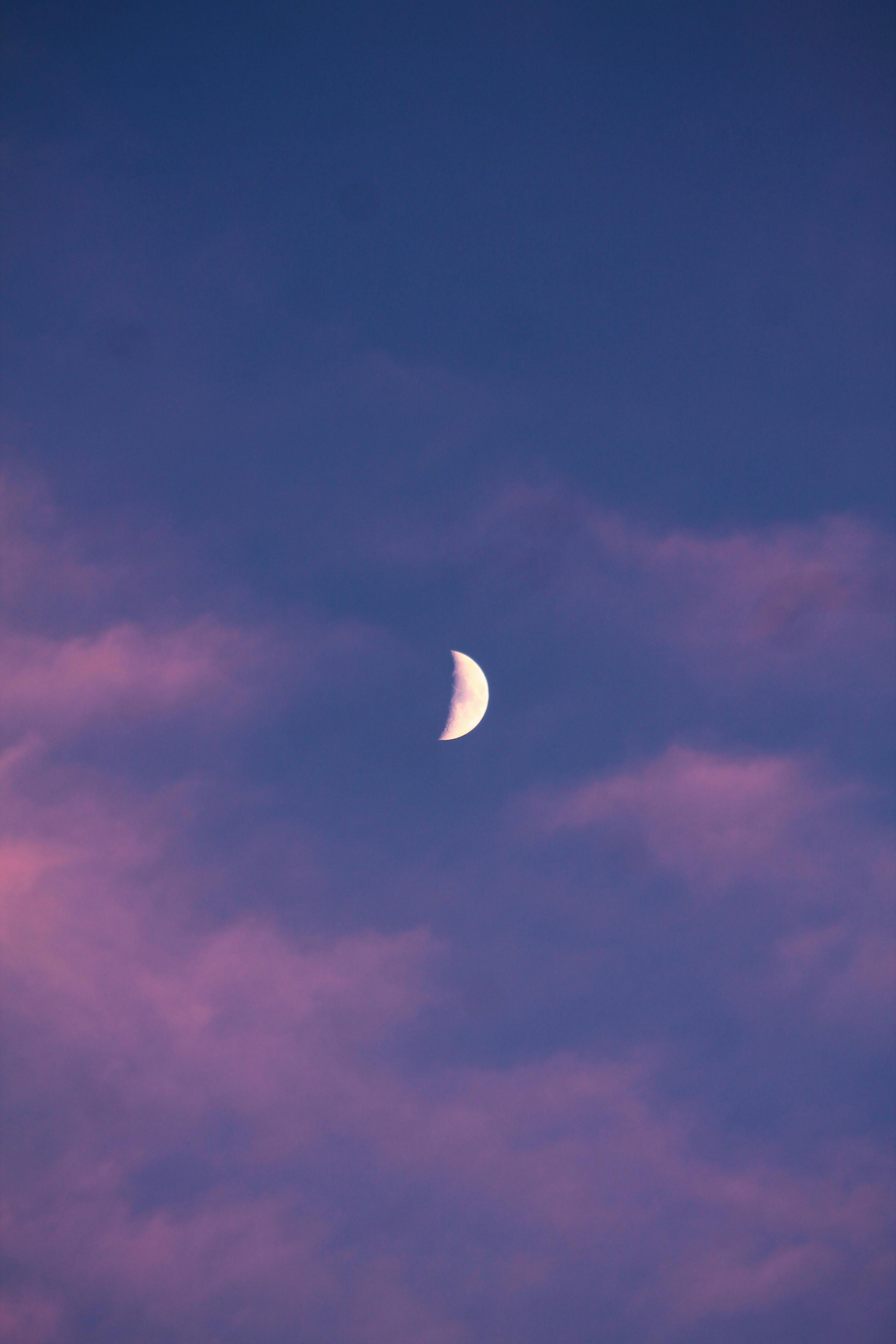 Crescent Moon in the Sky at Dusk · Free