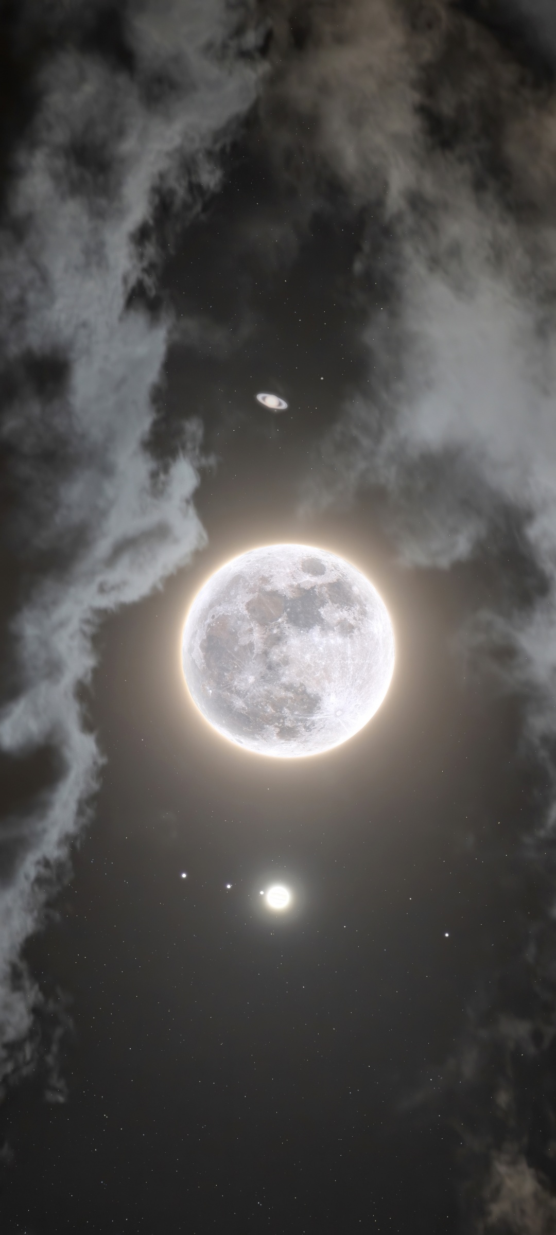 Moon Wallpaper 4K, Jupiter, Saturn