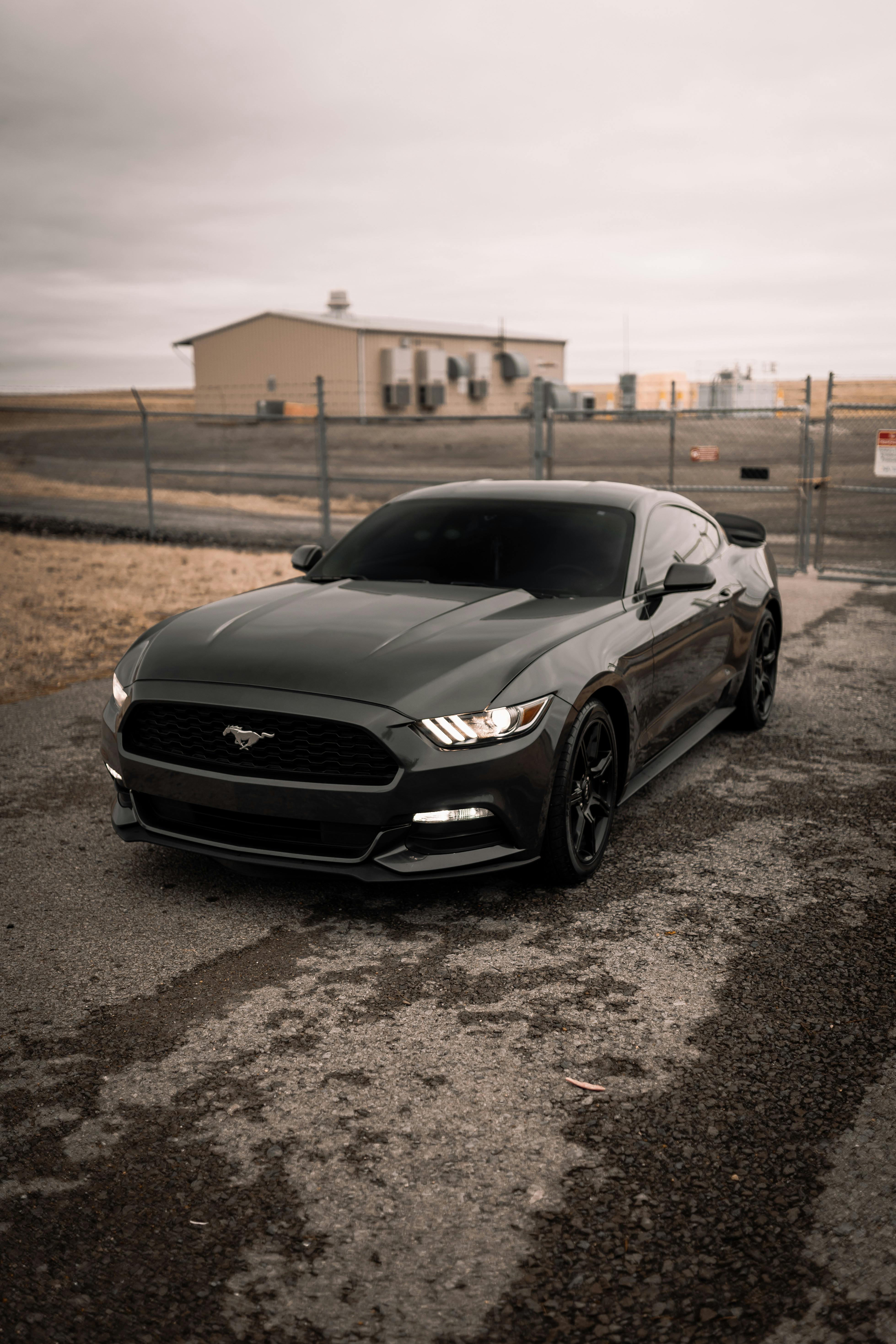 A Black Ford Mustang Parked on