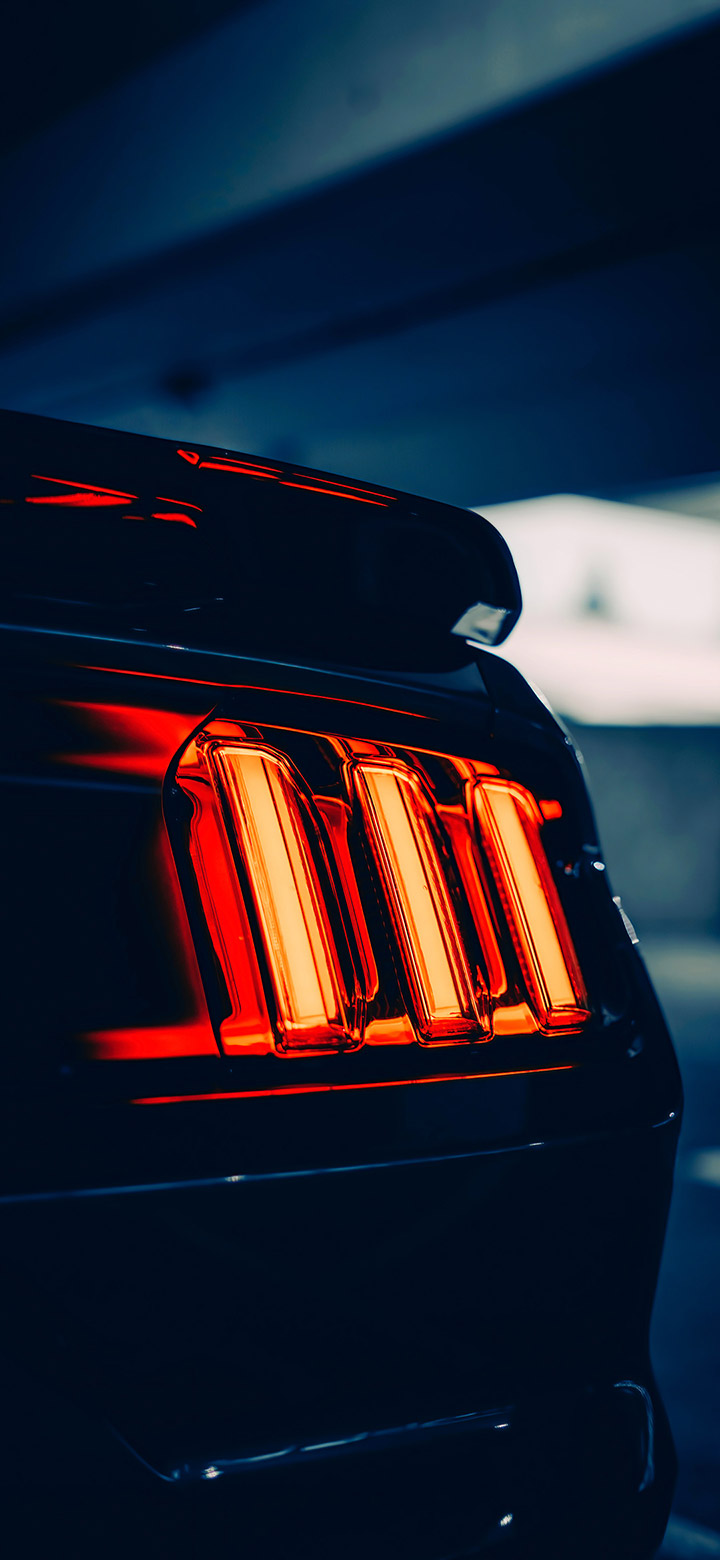Black Mustang Tail Lights 4K Phone