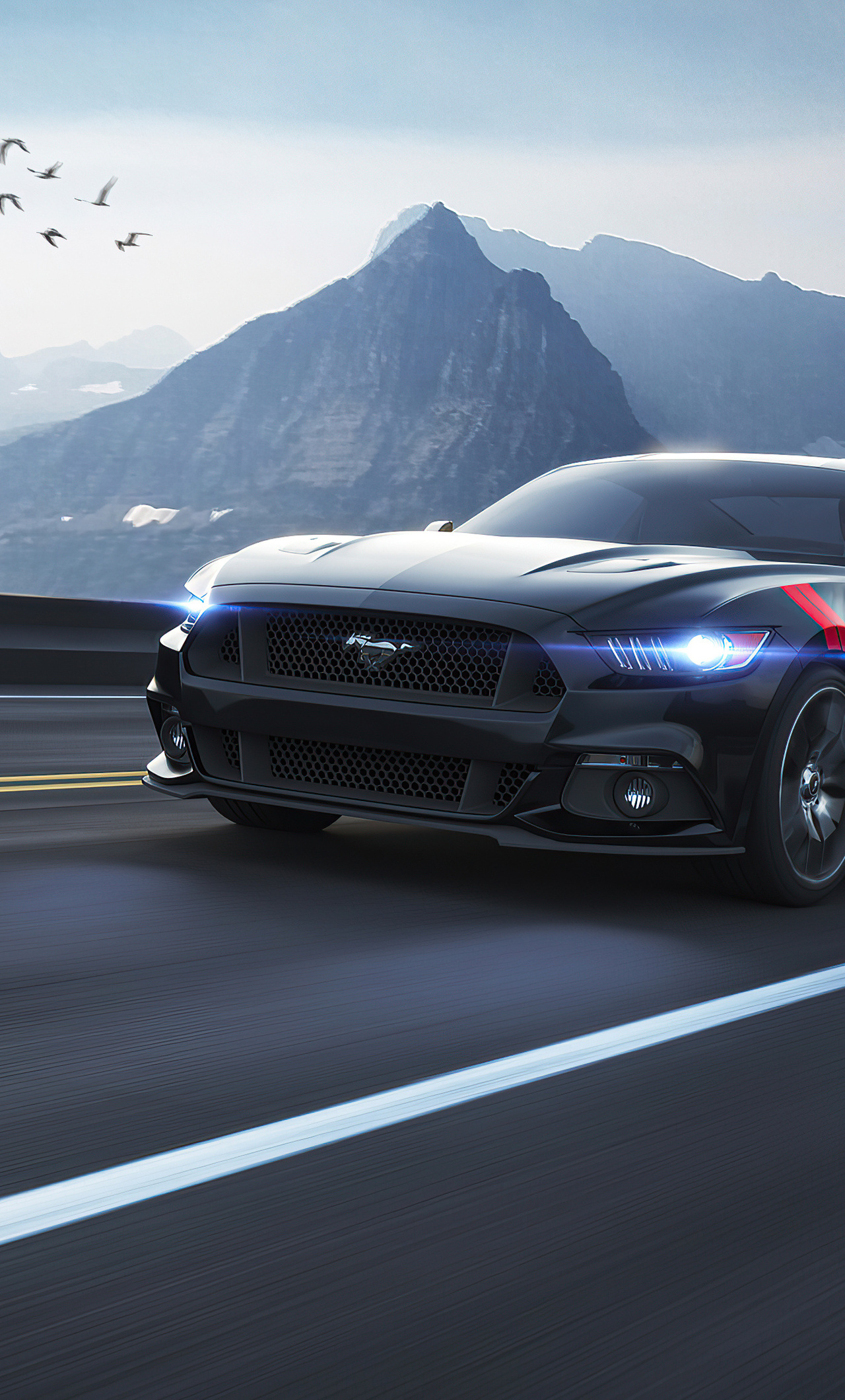 Black Ford Mustang 4k 2020