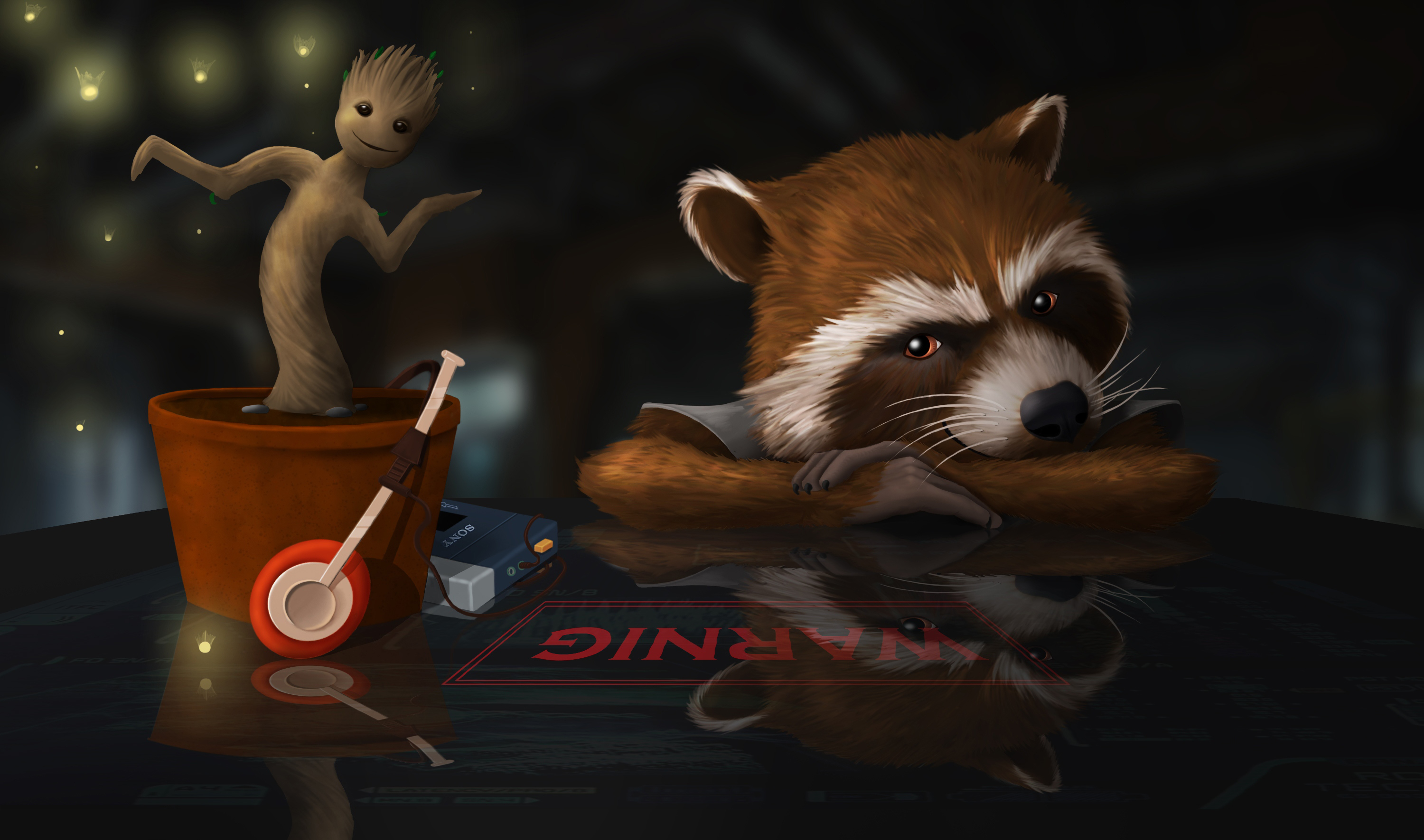 Wallpaper Rocket, raccoon, Guardians of the Galaxy, Groot for mobile and desktop, section фильмы, resolution 3000x1770
