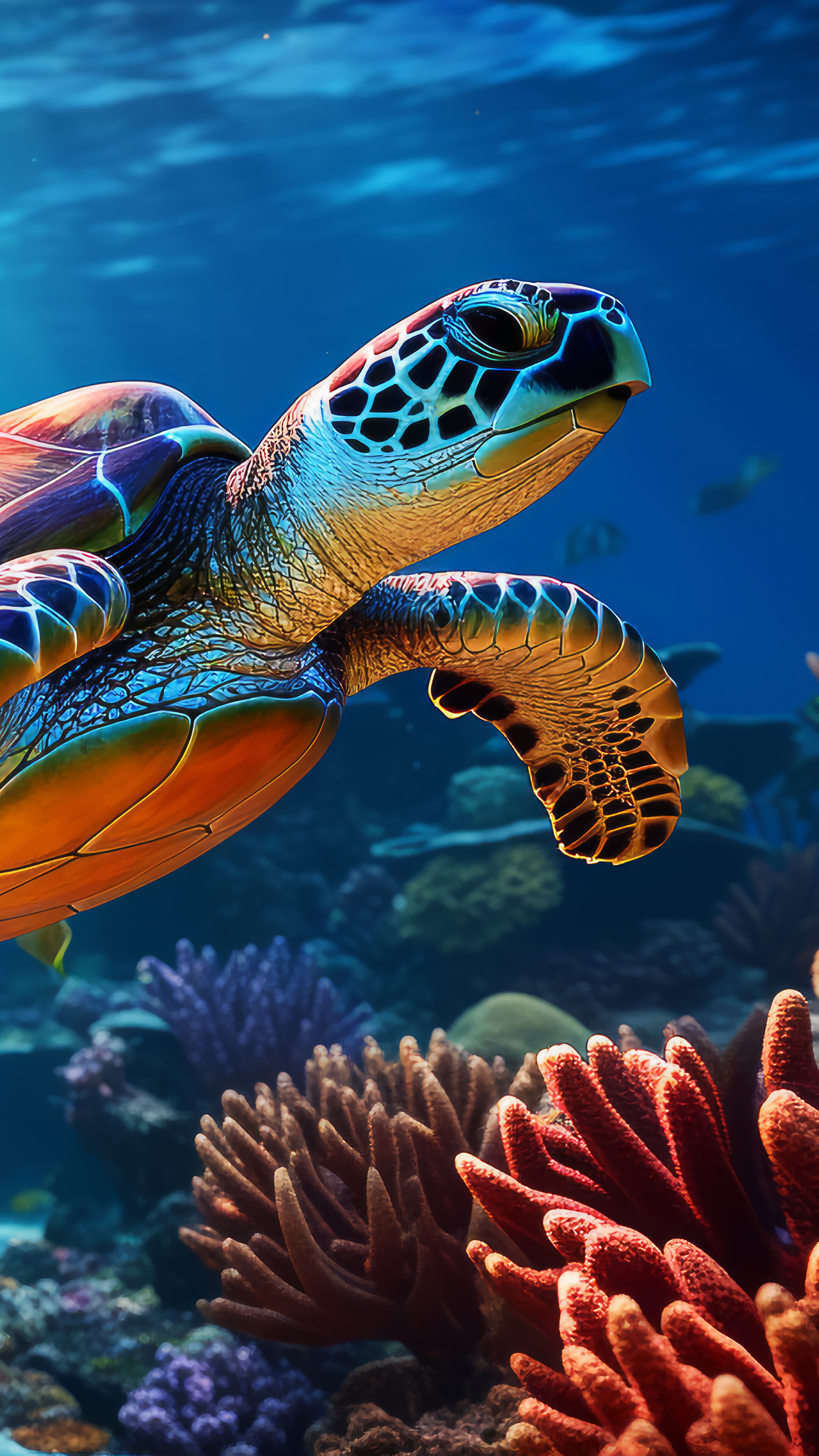 Turtle Underwater Coral Nature Animal