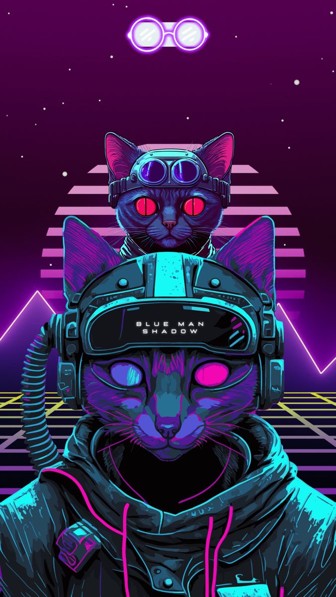 Cyber cat phone wallpaper