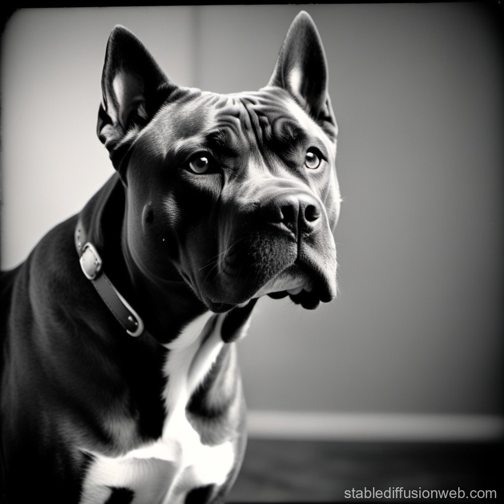 Black and White Cane Corso with Open