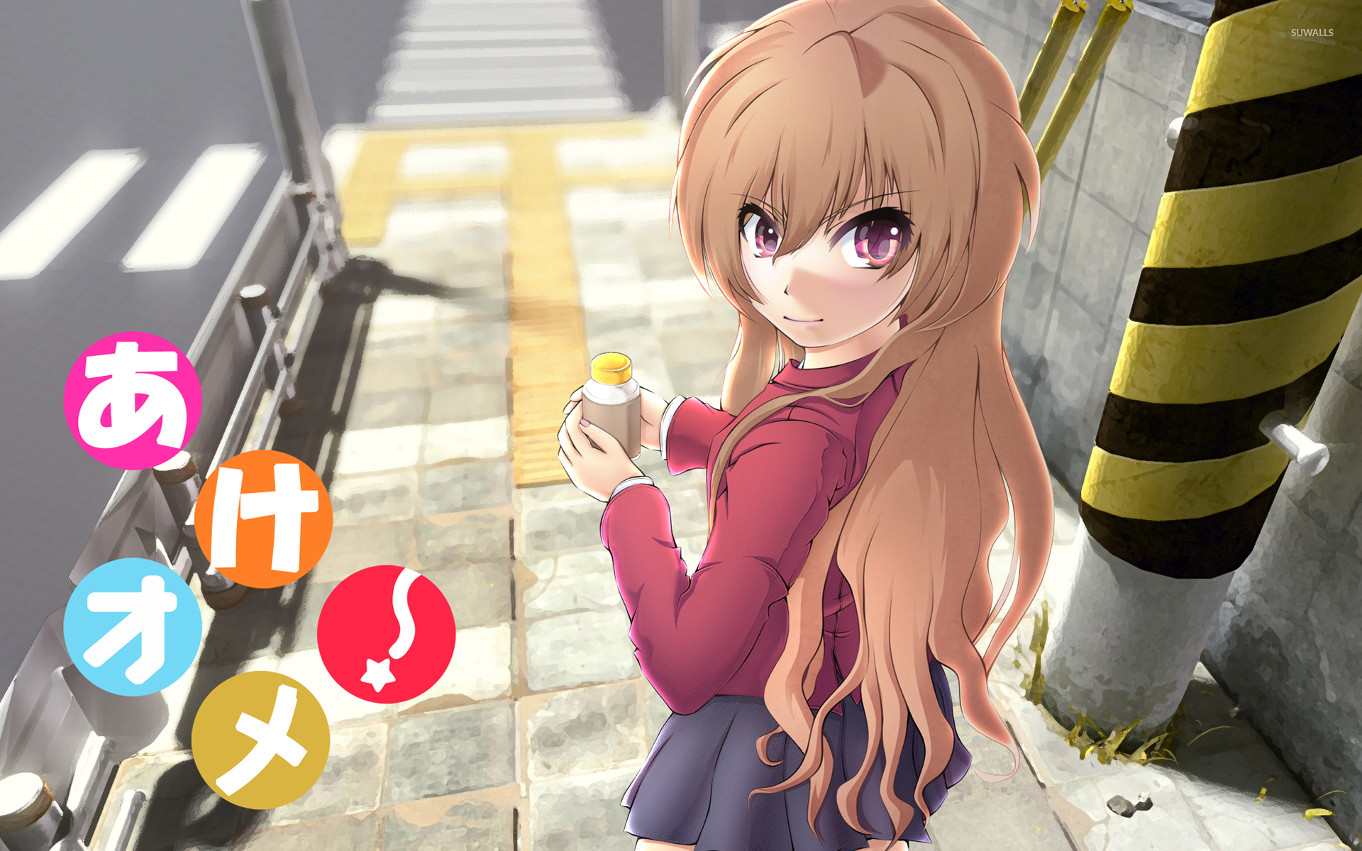 Taiga Aisaka on the streets in Toradora wallpaper wallpaper