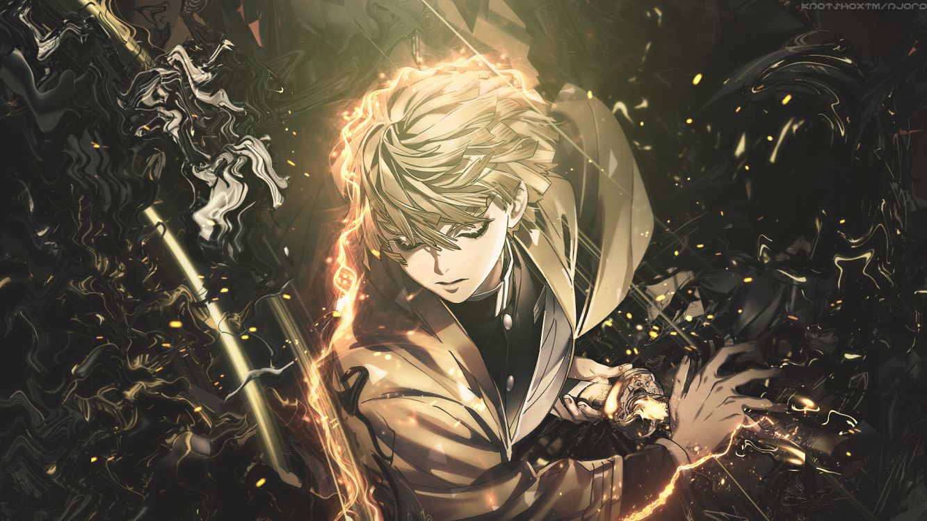 Wallpaper Demon Slayer Zenitsu, Zenitsu Agatsuma, Nezuko Kamado, Tanjiro Kamado, Hashibira Inosuke, Background Free Image