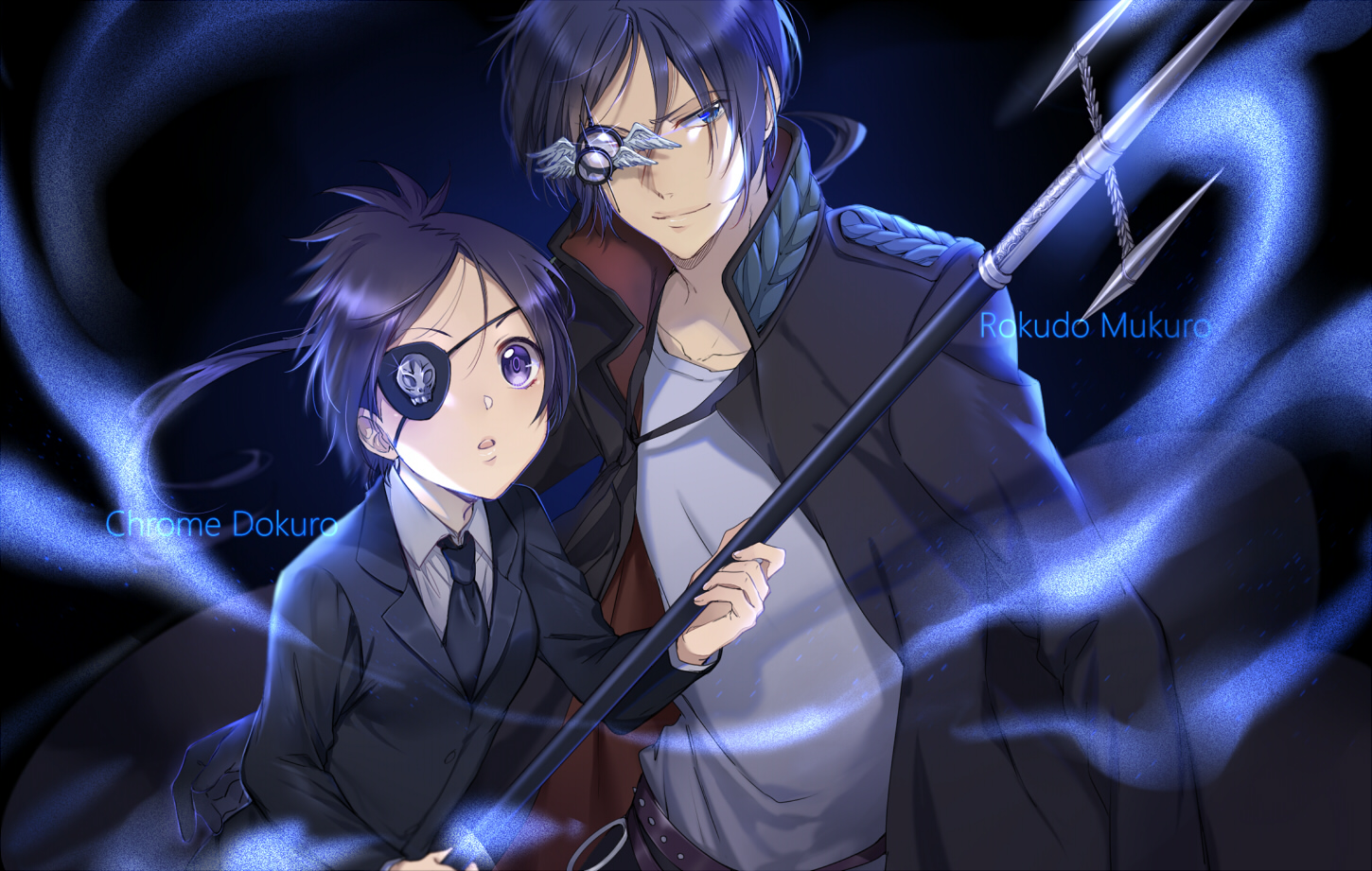 blue eyes blue hair dokuro chrome ekita