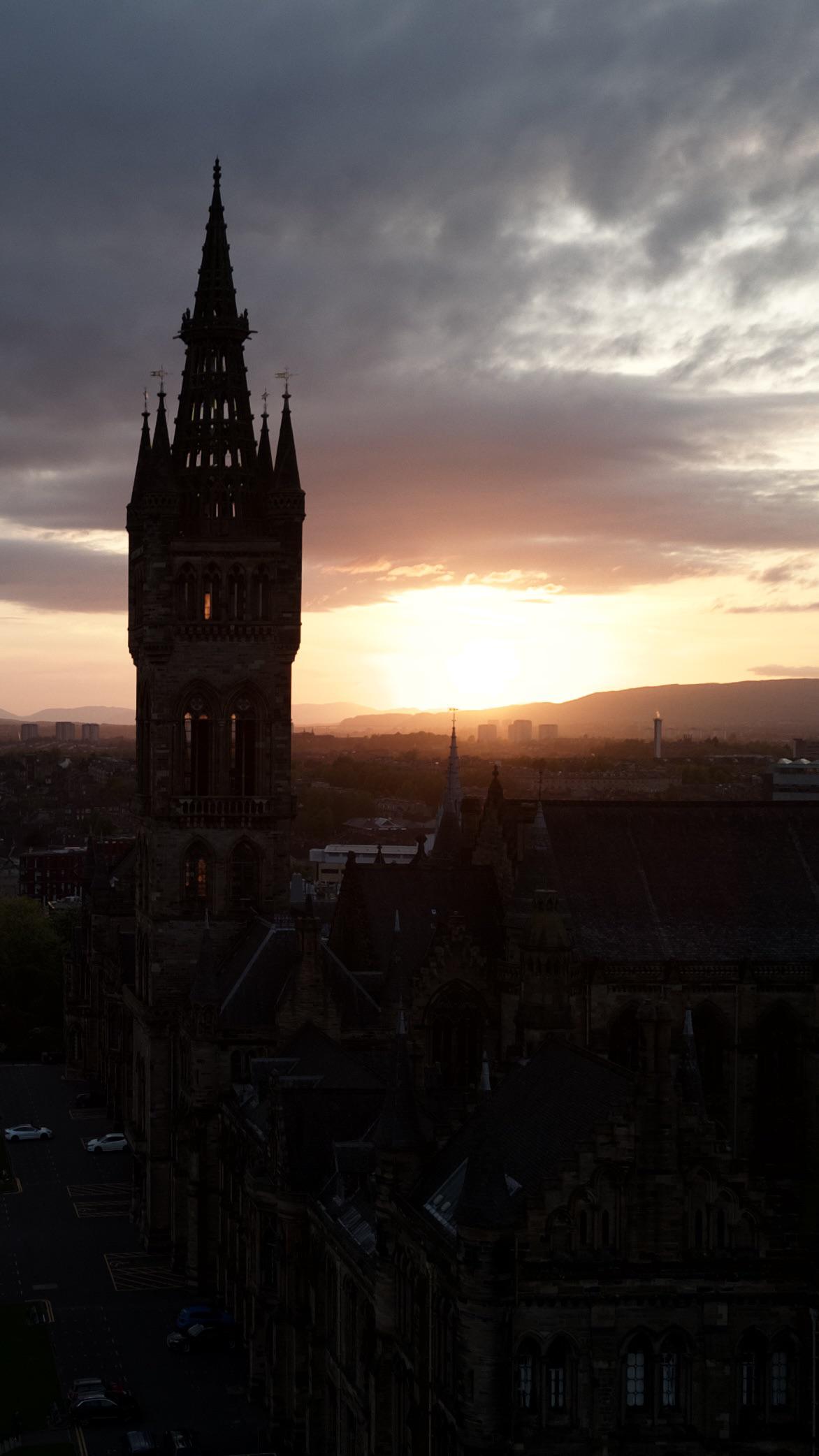 sunset behind the uni