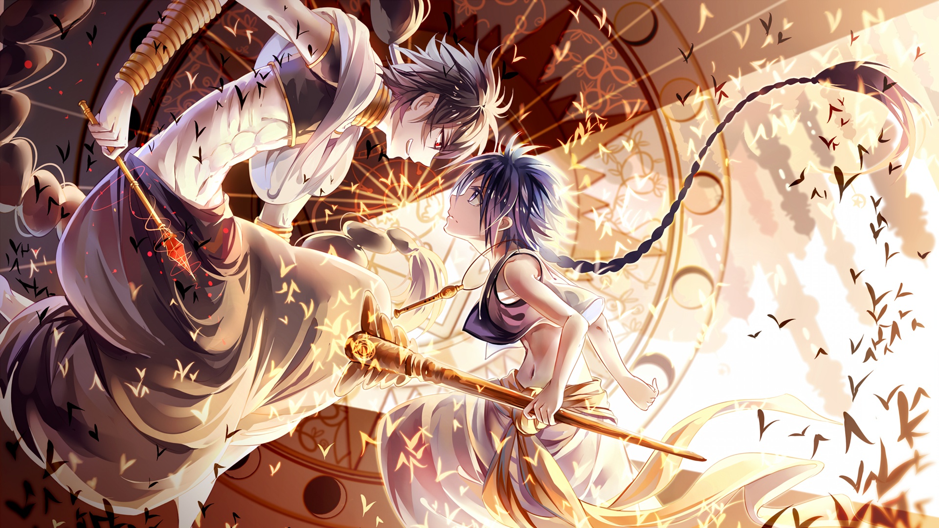 Wallpaper yellow, art, fight, boys