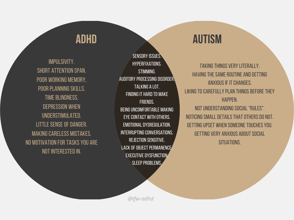 This ADHD and Autism Venn Diagram was