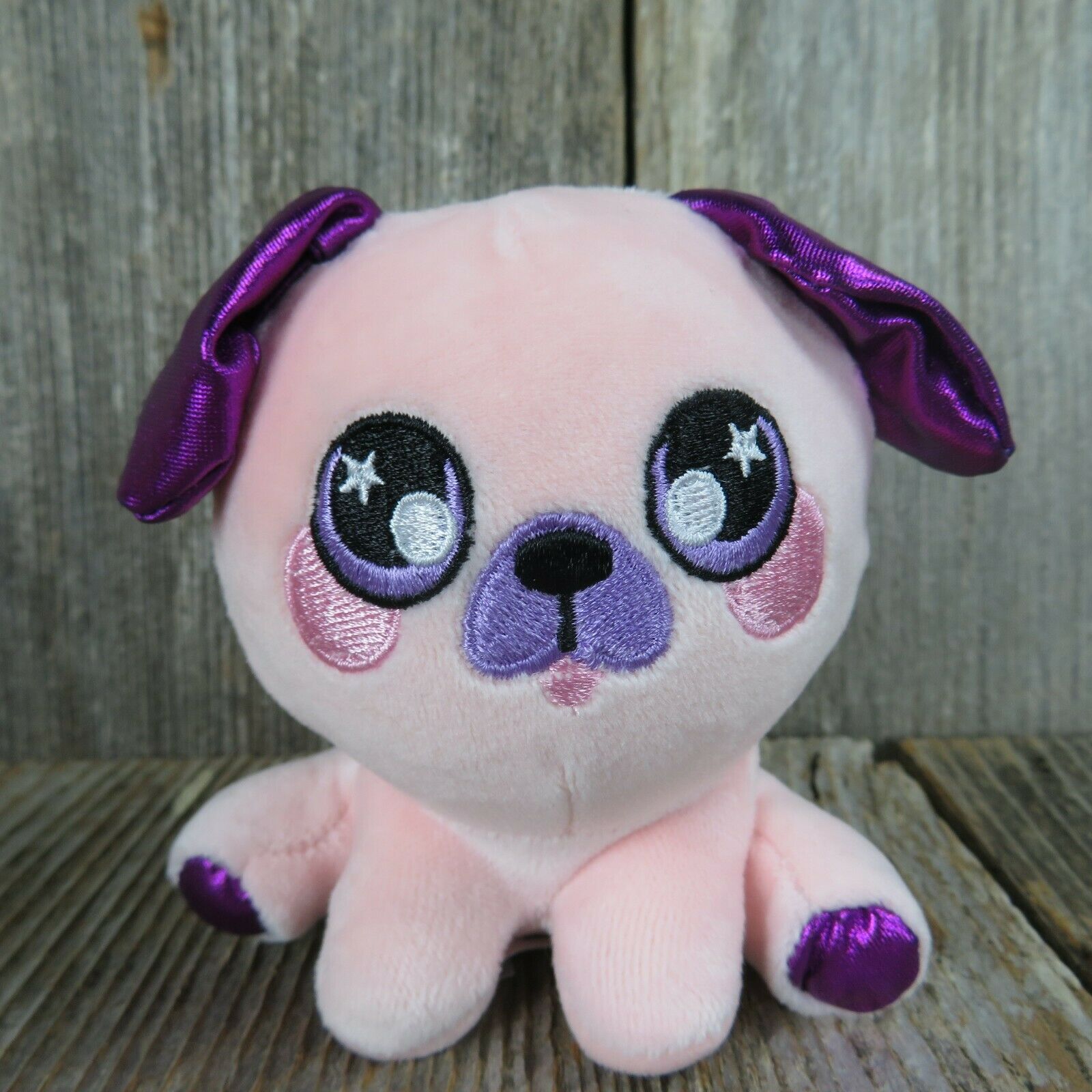 Squeezamals Pink Purple Plush Dog