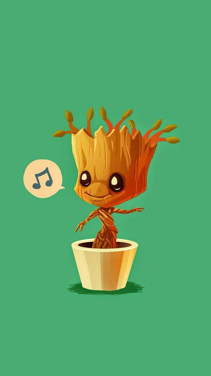 Download Dancing Groot In Pot Wallpaper