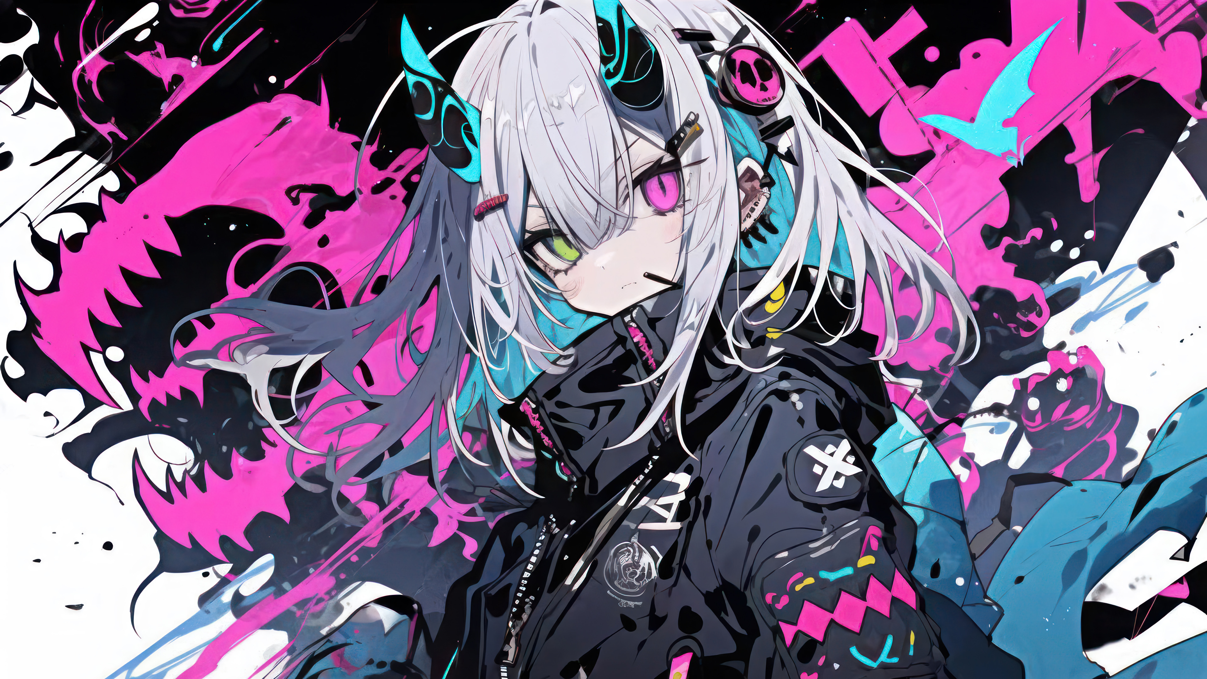 Heterochromia Anime Girl Horn Wallpaper