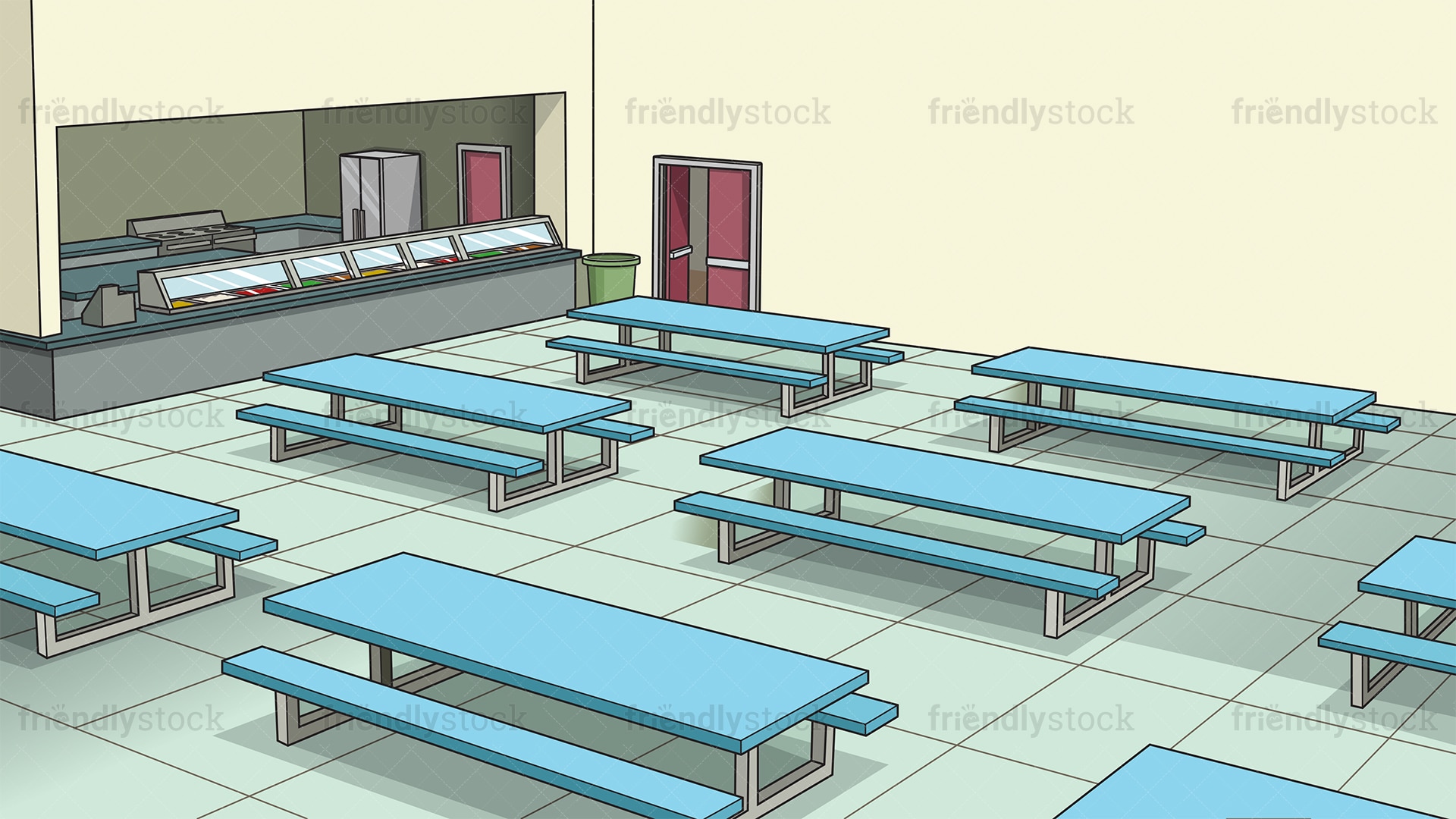 School Cafeteria Background Cartoon