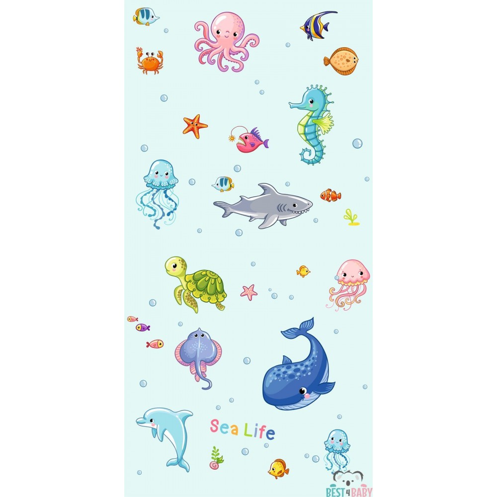 baby room wallpaper, Ocean animals wall