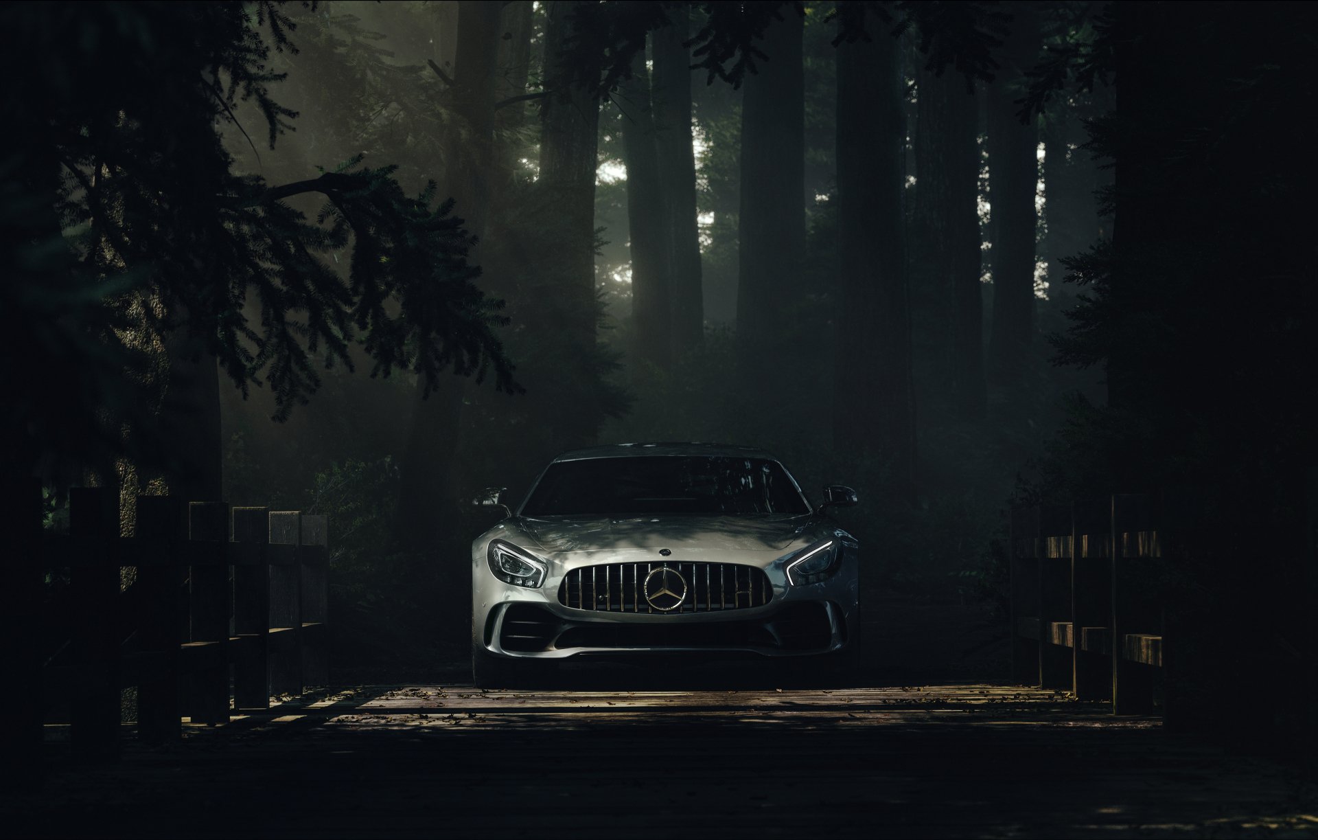 Sleek Silver Mercedes Benz AMG GT Supercar