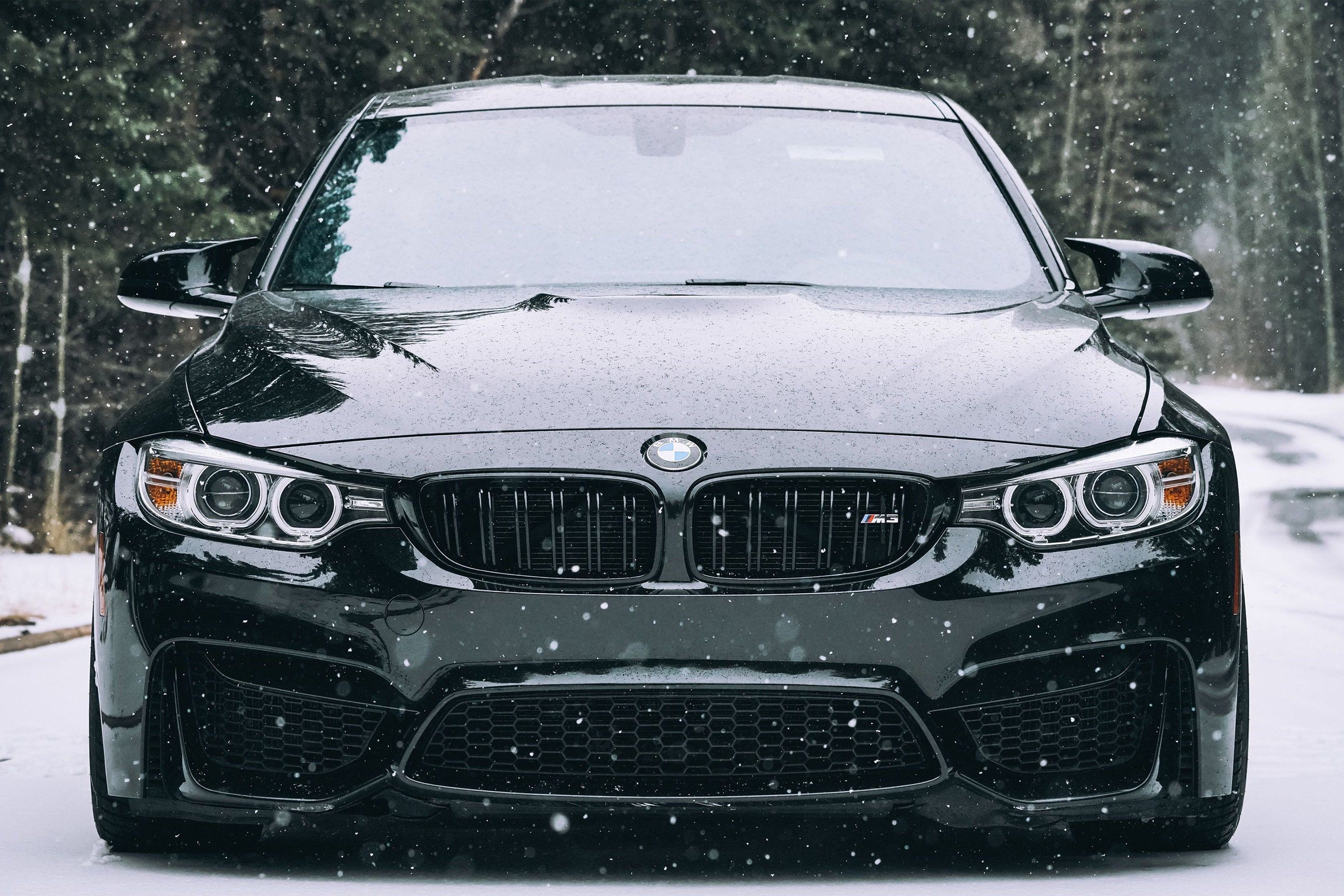 Black BMW in the snow, M3 F80 Poster