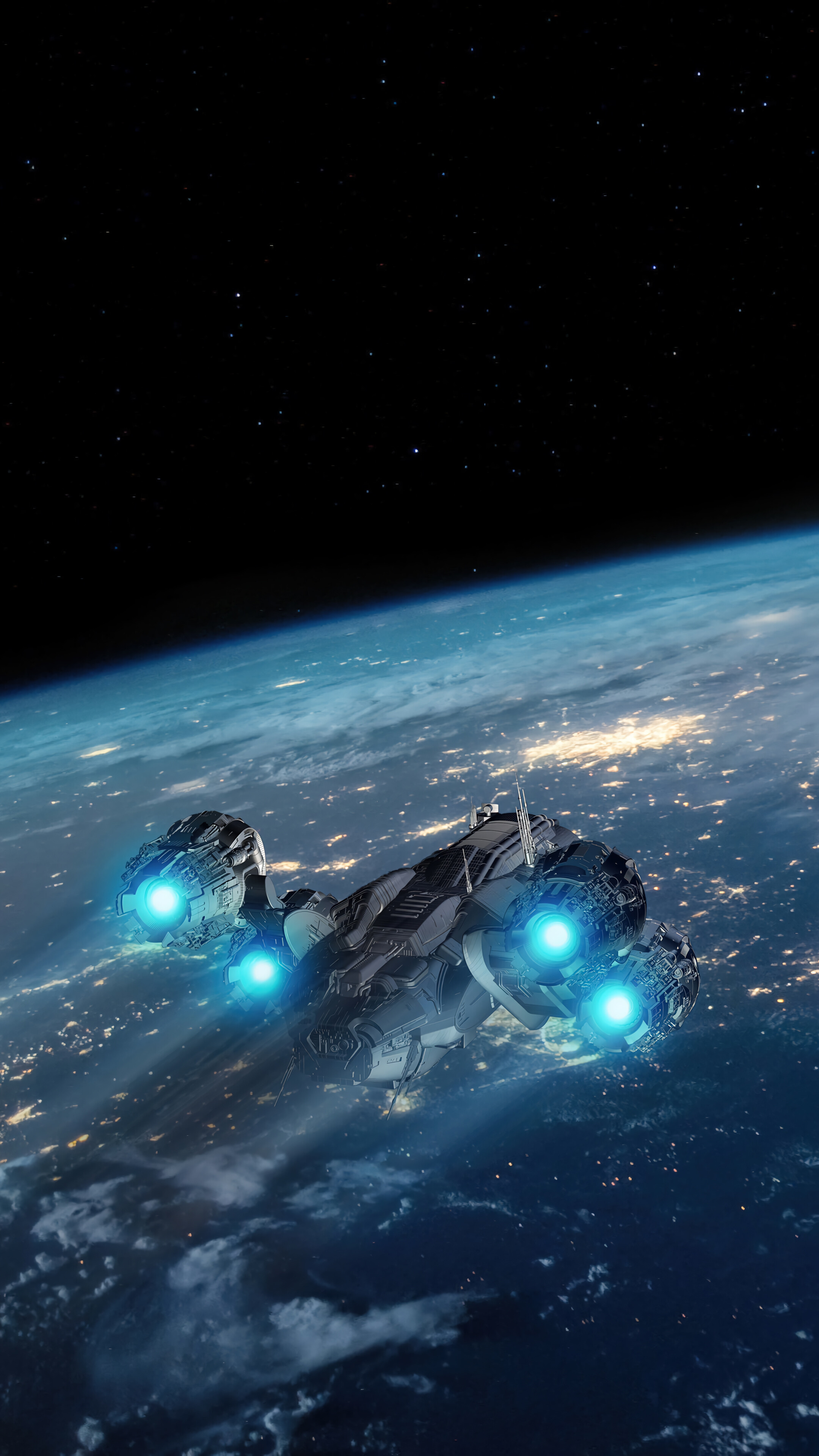 Earth Spaceship Space Planet Sci Fi 4K