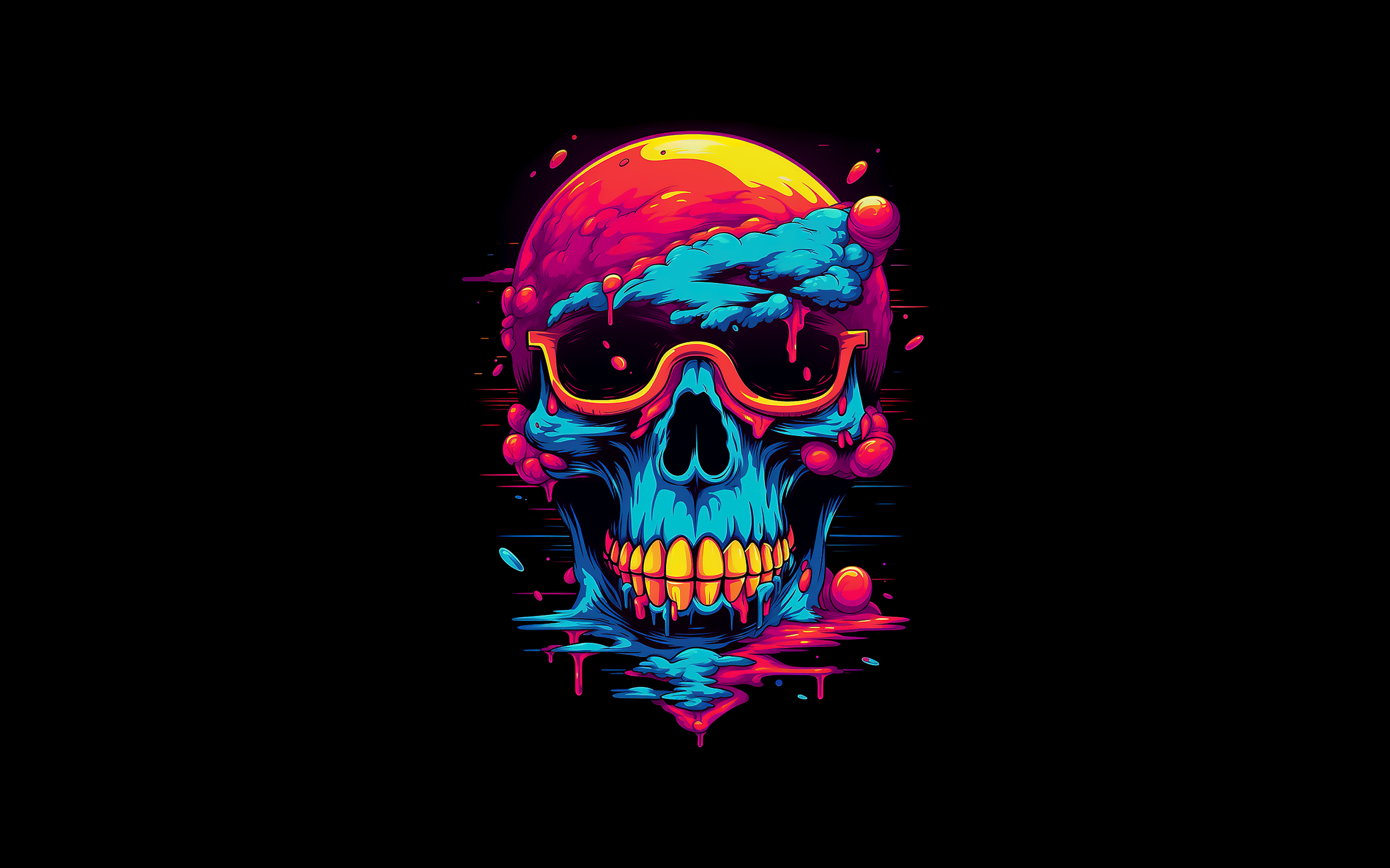 Colorful Wallpaper 4K, Skull, AI art