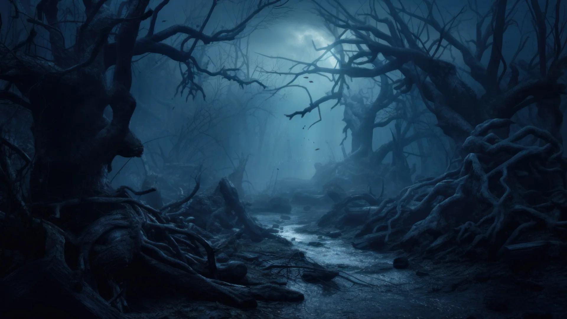 Dark Foggy Halloween Forest AI