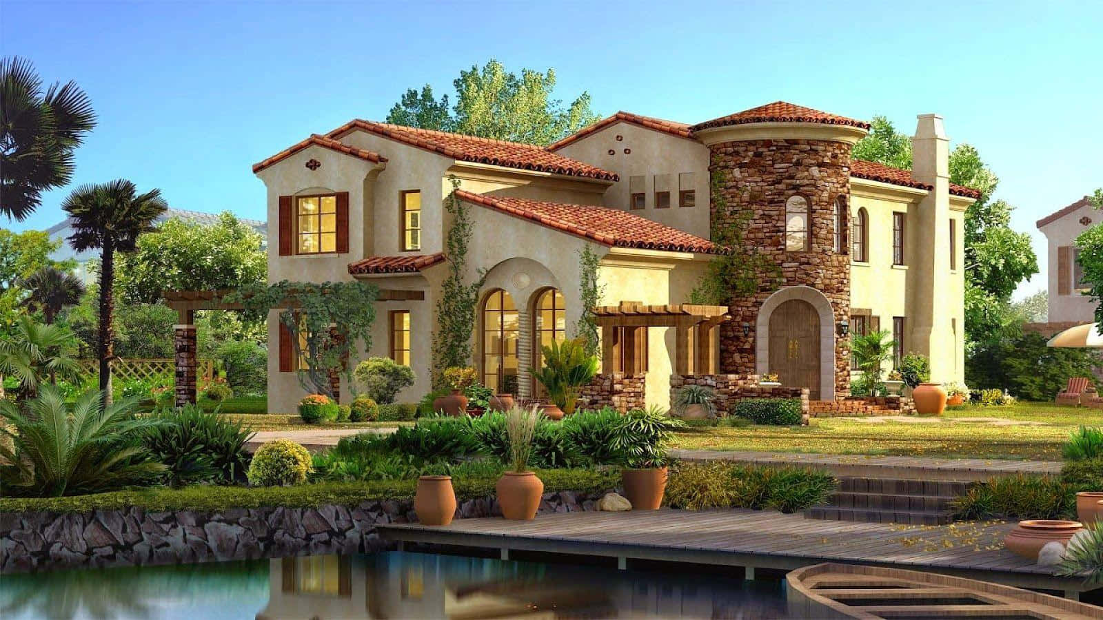 beautiful house in a scenic landscape