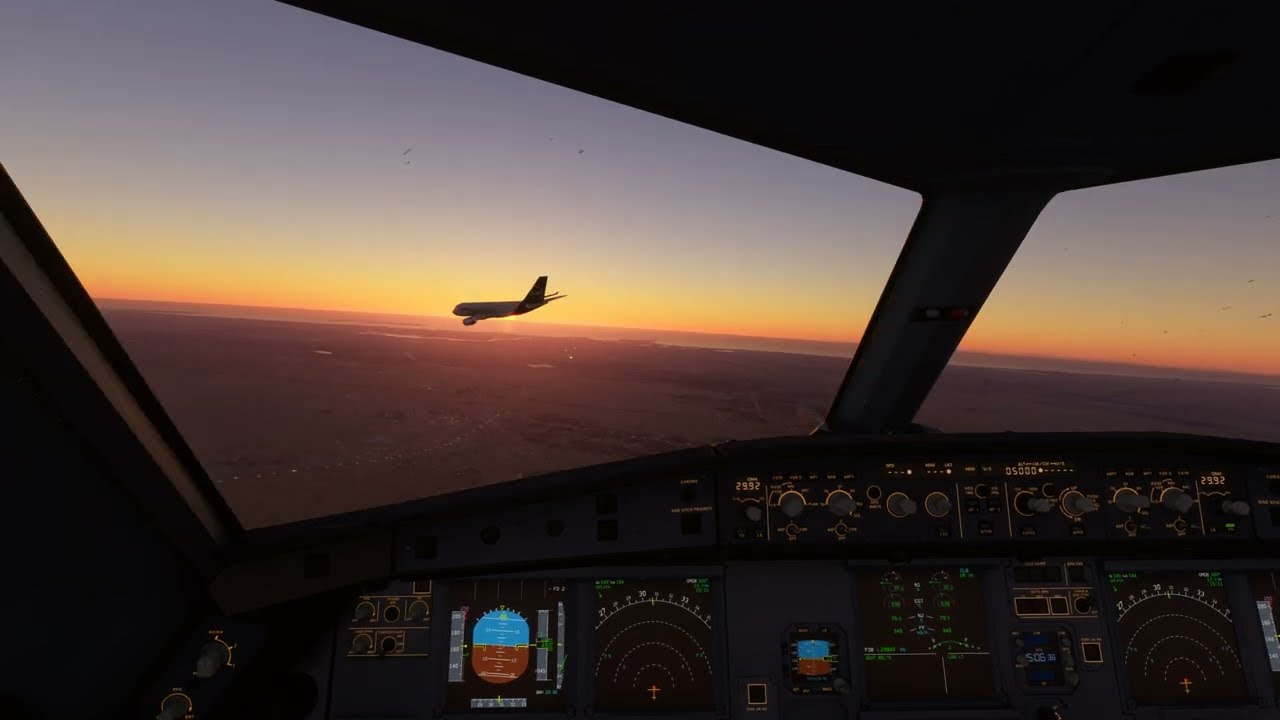 Cockpit A330 Sunset Landing Dubai Crazy