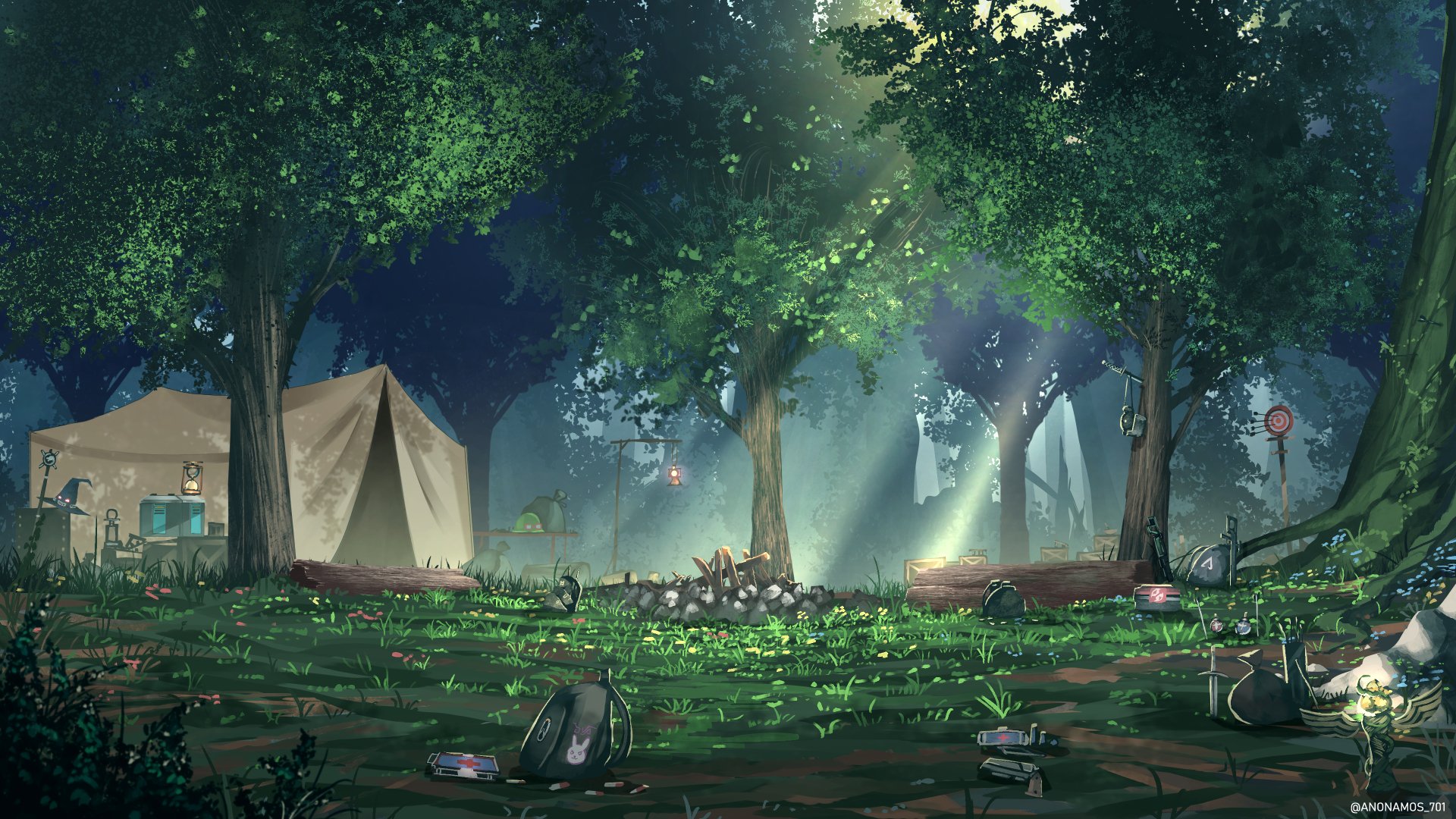 Forest Camp Anime Original HD Wallpaper
