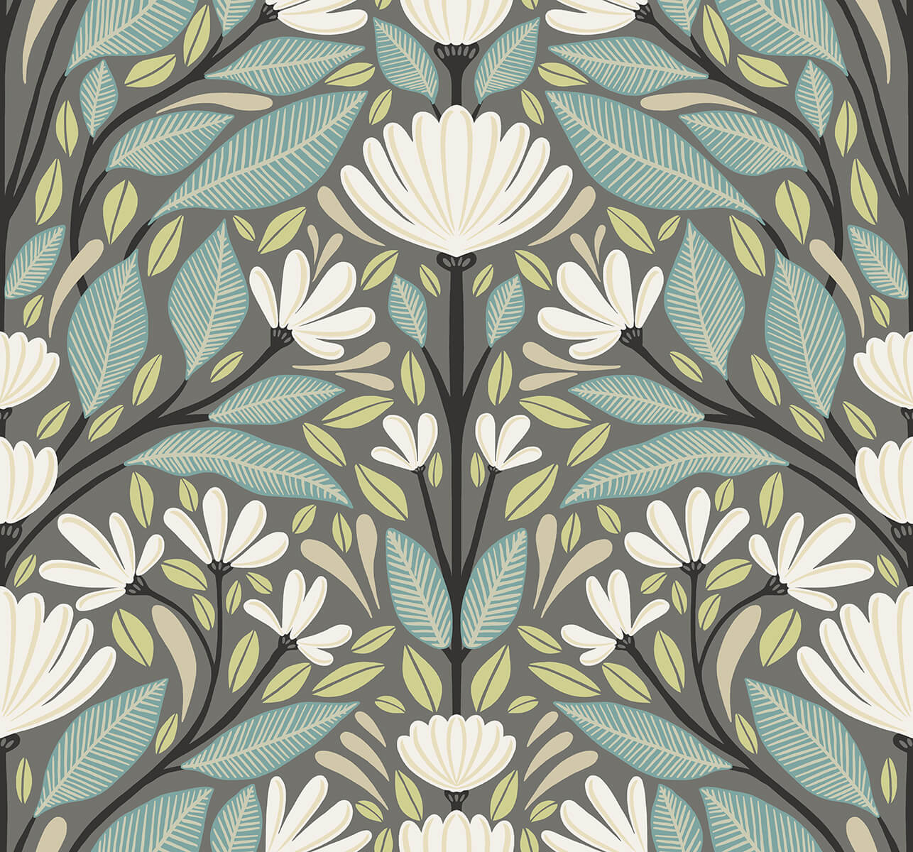 Seabrook Summer House Carmela Folk Floral Wallpaper