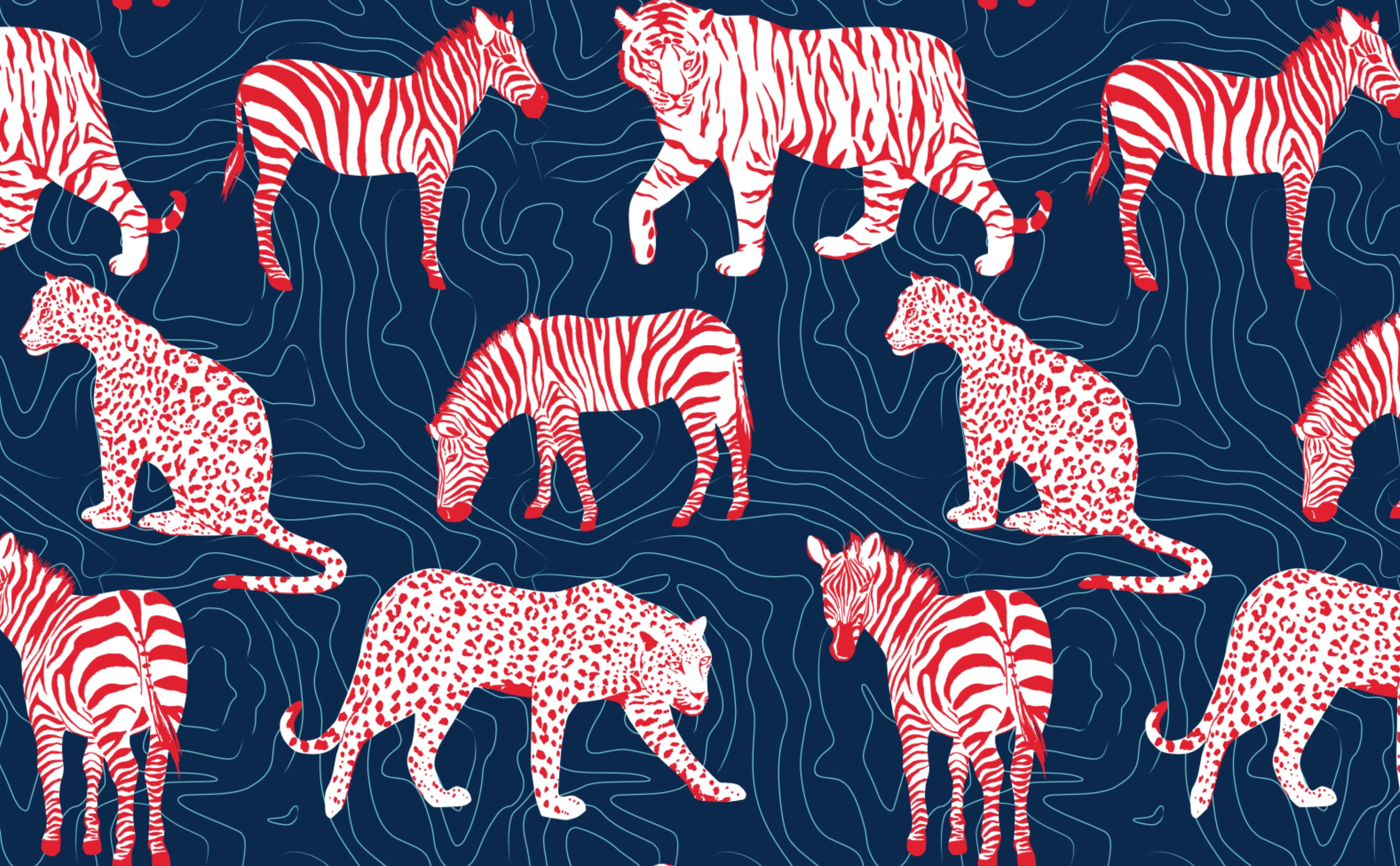 Tigers, Leopards & Zebras Wallpaper