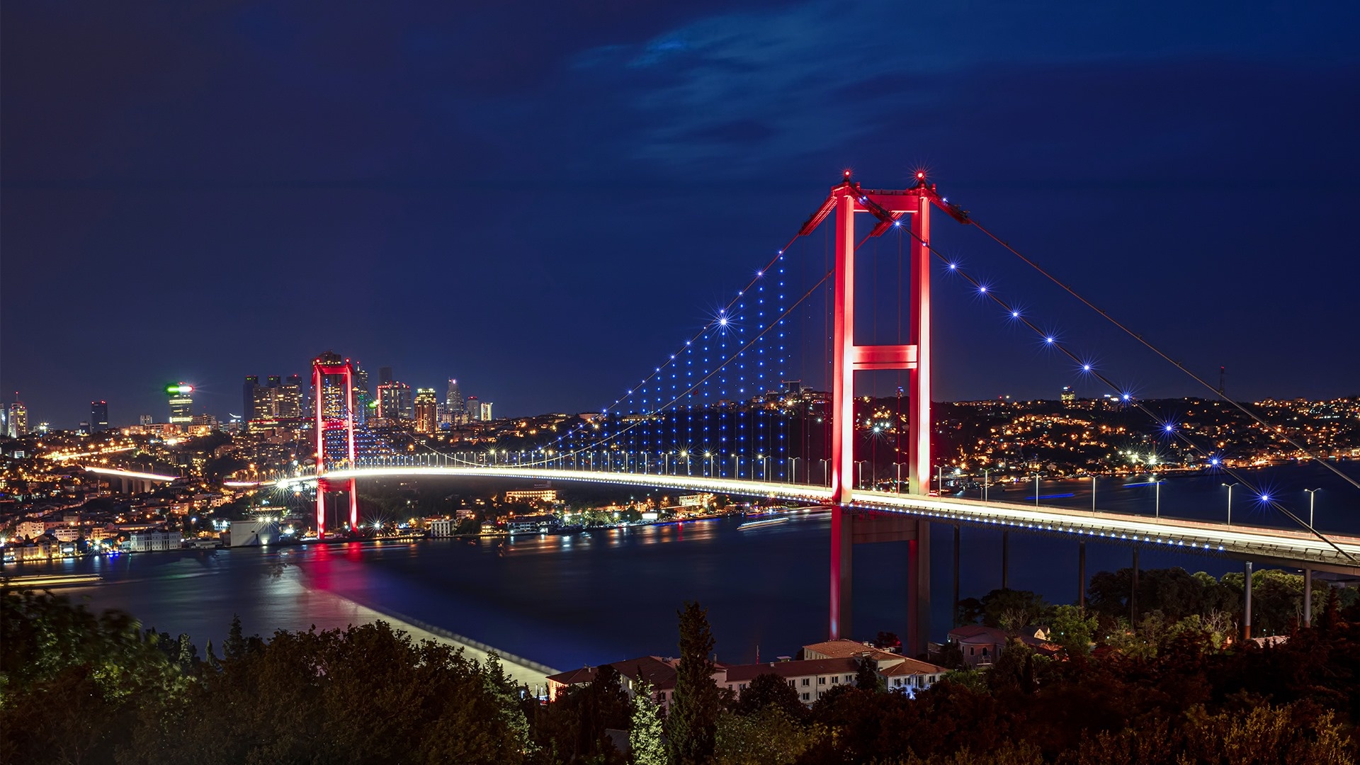 Wallpaper night, istanbul, bosphorus