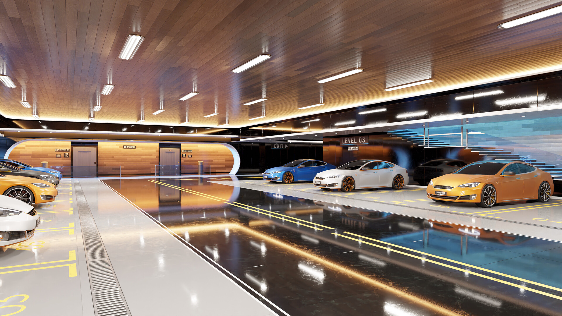 Modern Underground Luxury Car Park